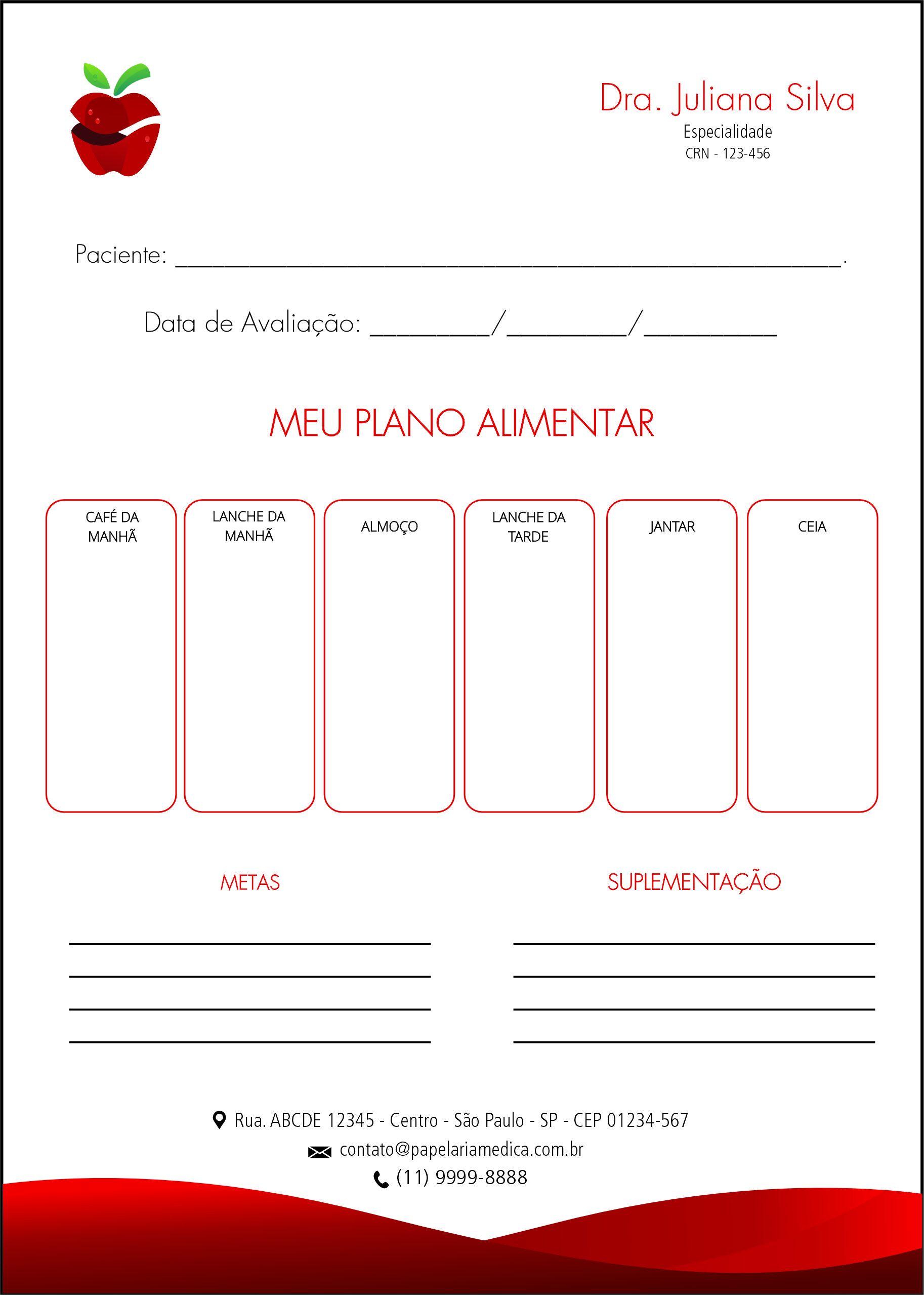 Plano Alimentar Nutricionista Rosário