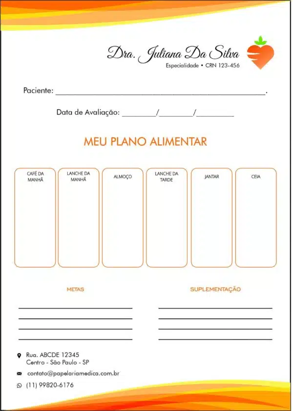 Plano Alimentar Nutricionista Santa Fé