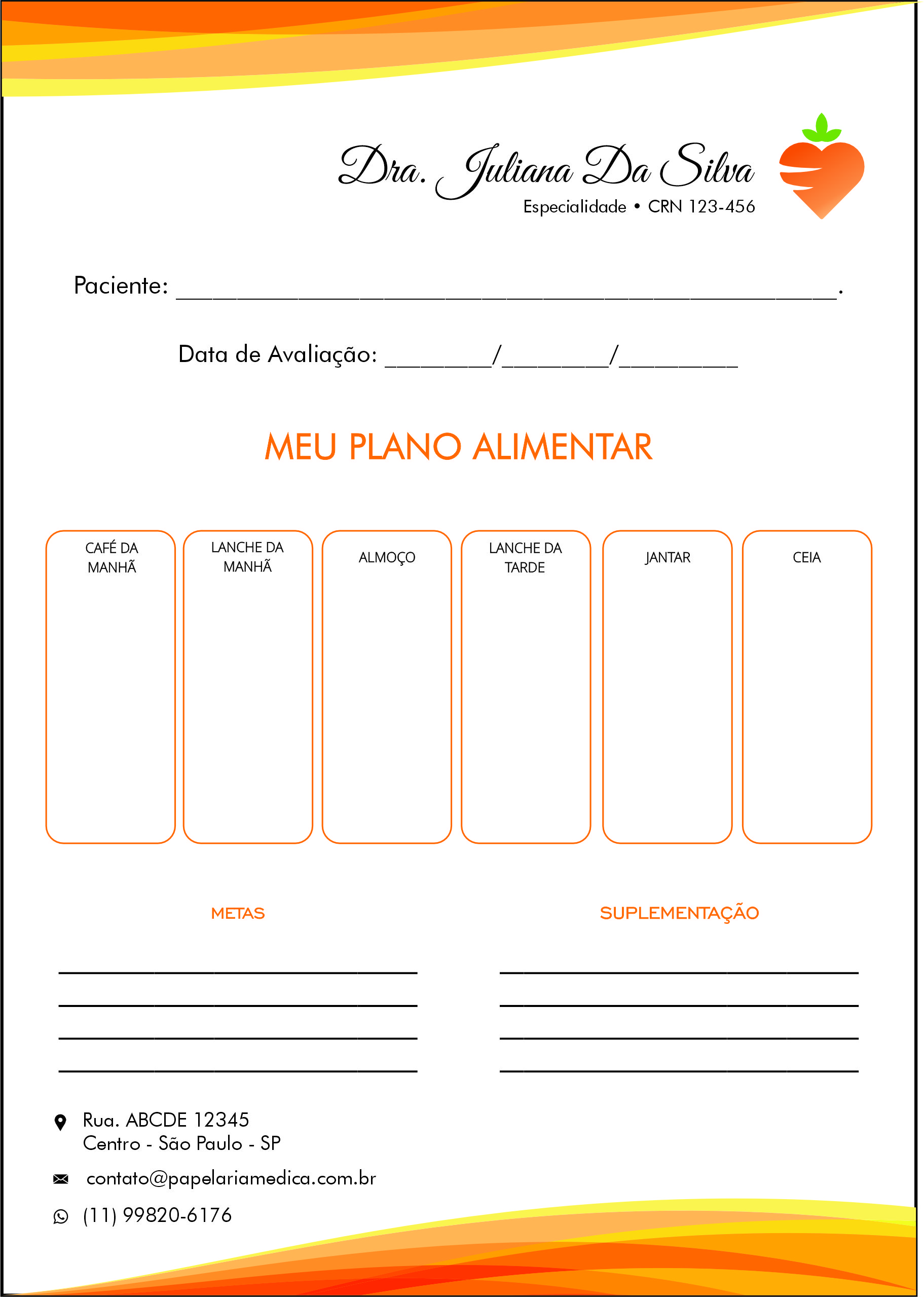 Plano Alimentar Nutricionista Santa Fé