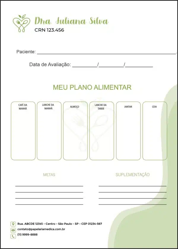 Plano Alimentar Nutricionista Bariloche