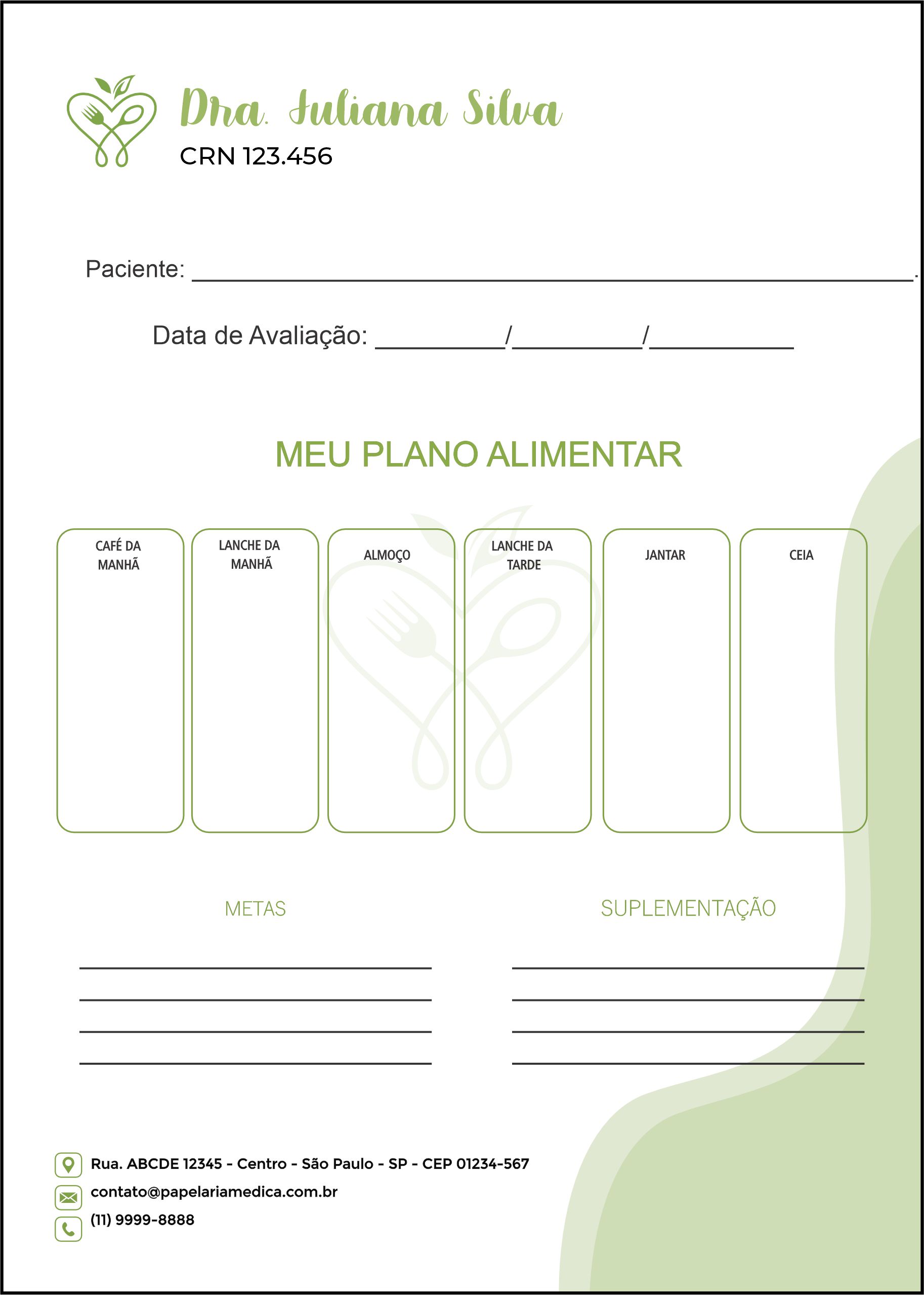 Plano Alimentar Nutricionista Bariloche
