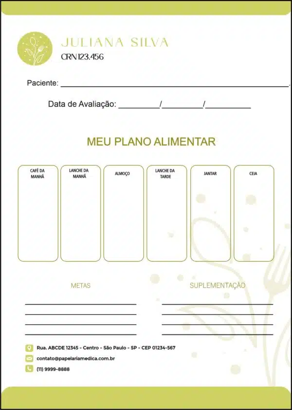 Plano Alimentar Nutricionista Salta