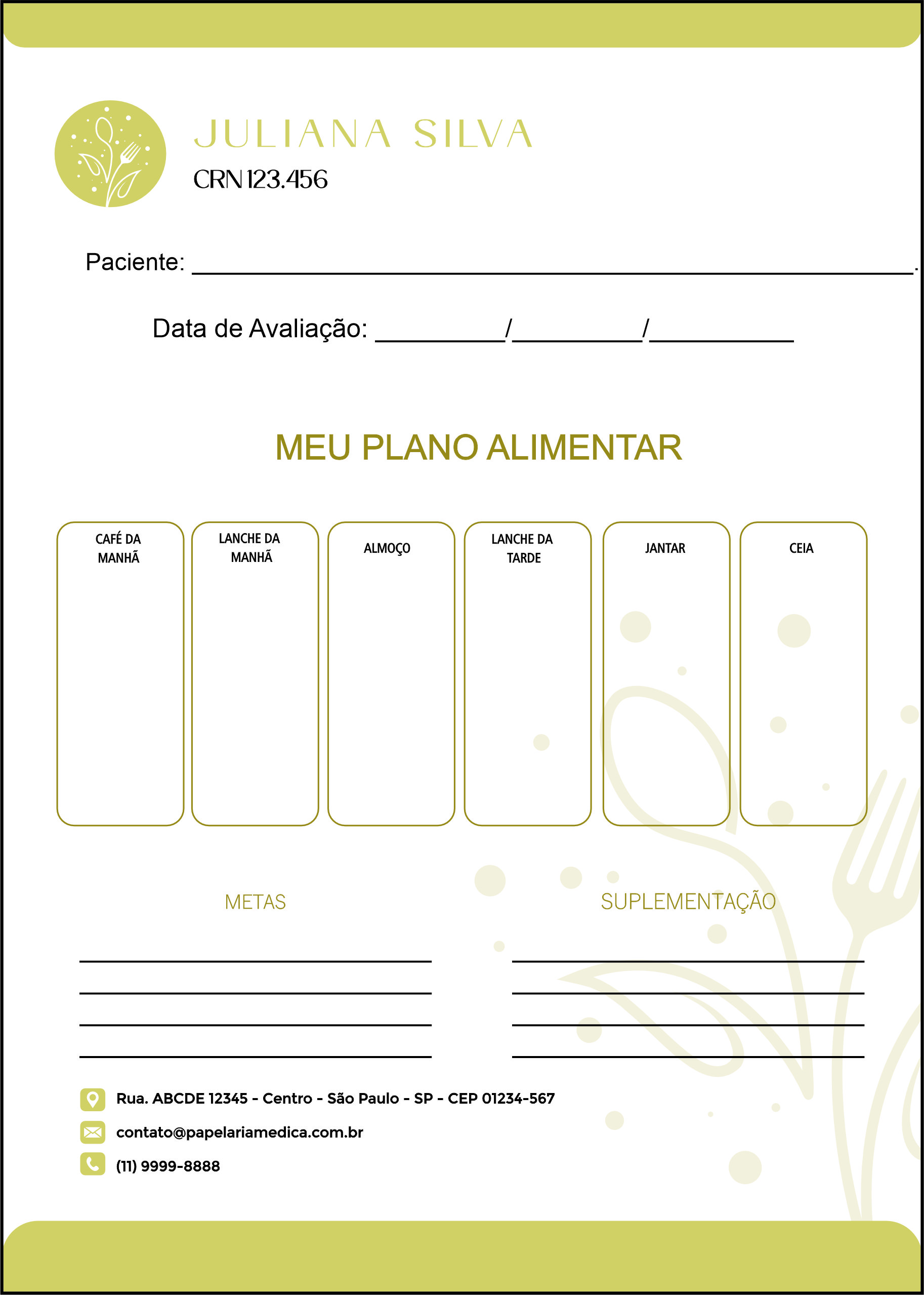 Plano Alimentar Nutricionista Salta
