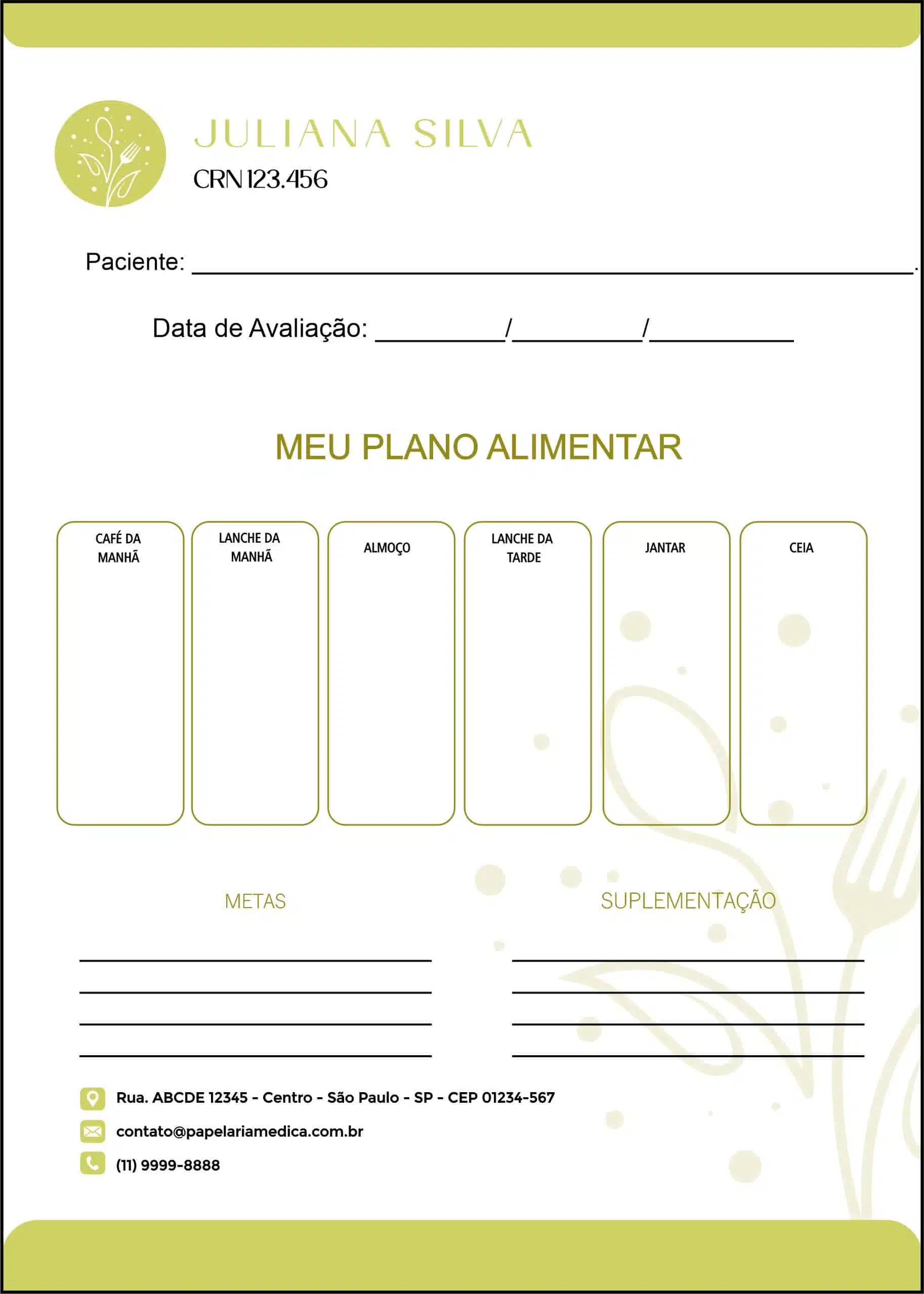 Plano Alimentar Nutricionista Salta