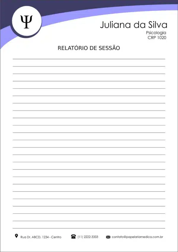 Relatório de Sessão Grande (A4) Psicologia Bamberg