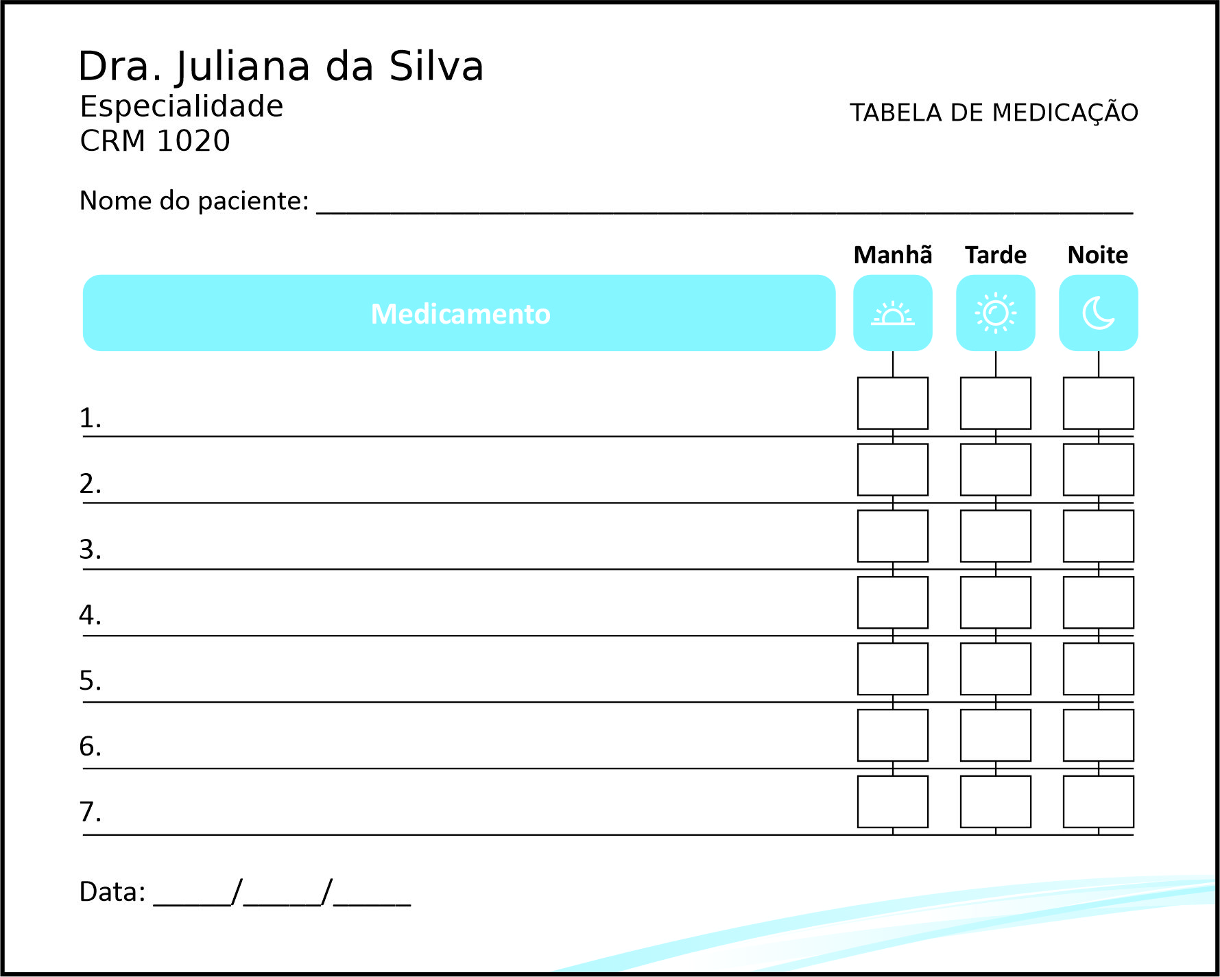 Tabela de Medicação Clínica Geral Berenice