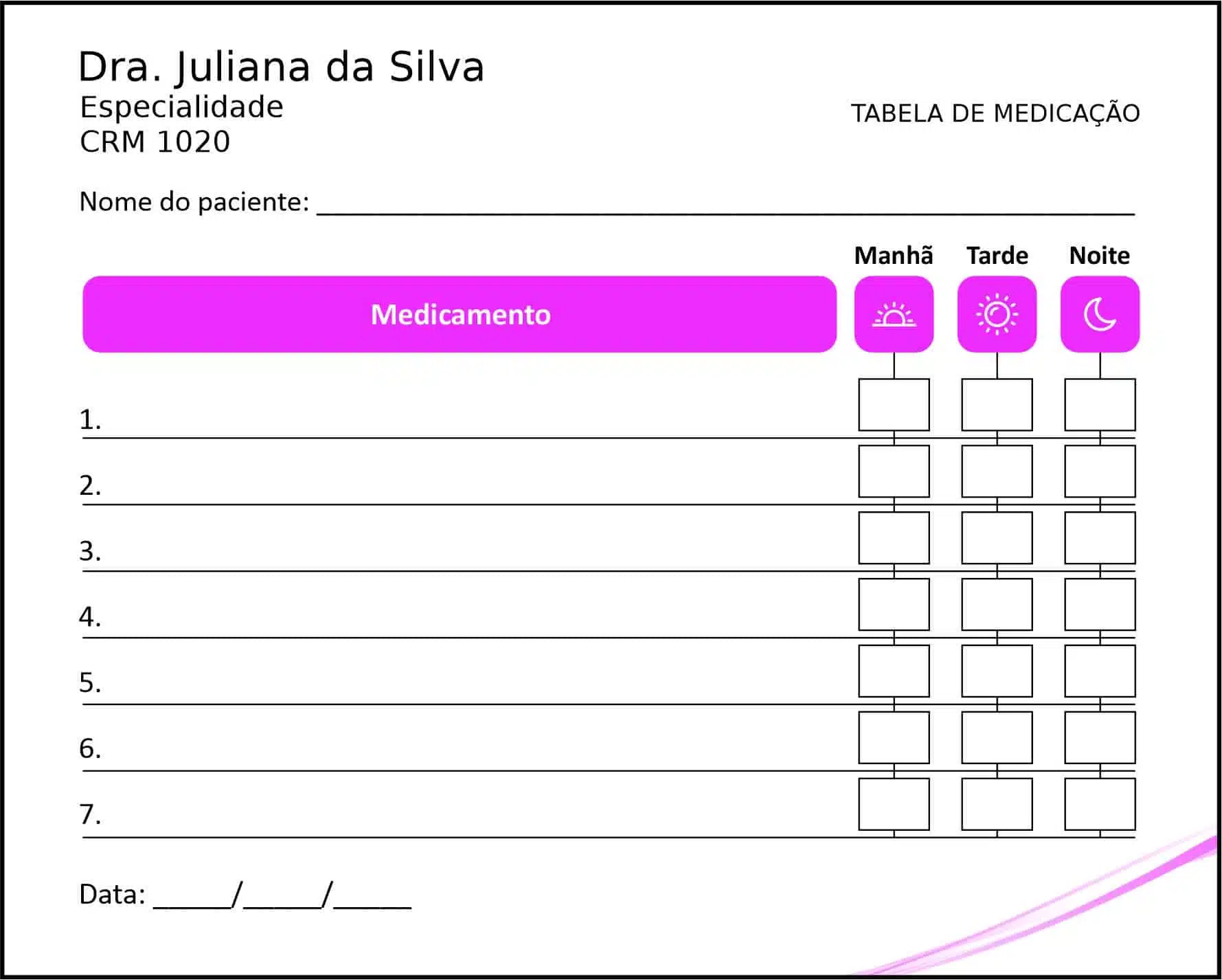 Tabela de Medicação Clínica Geral Berenice II