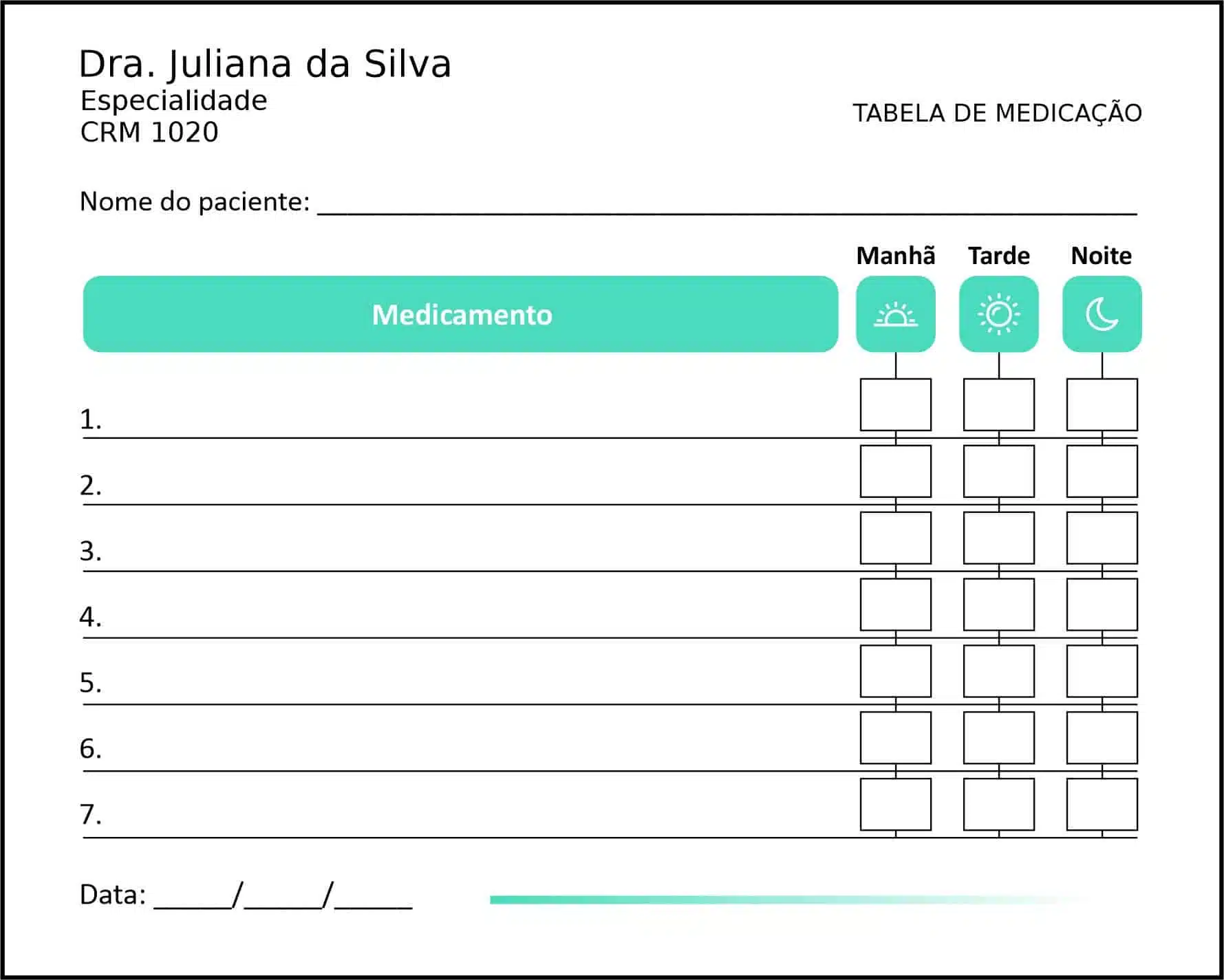 Tabela de Medicação Clínica Geral Sohag