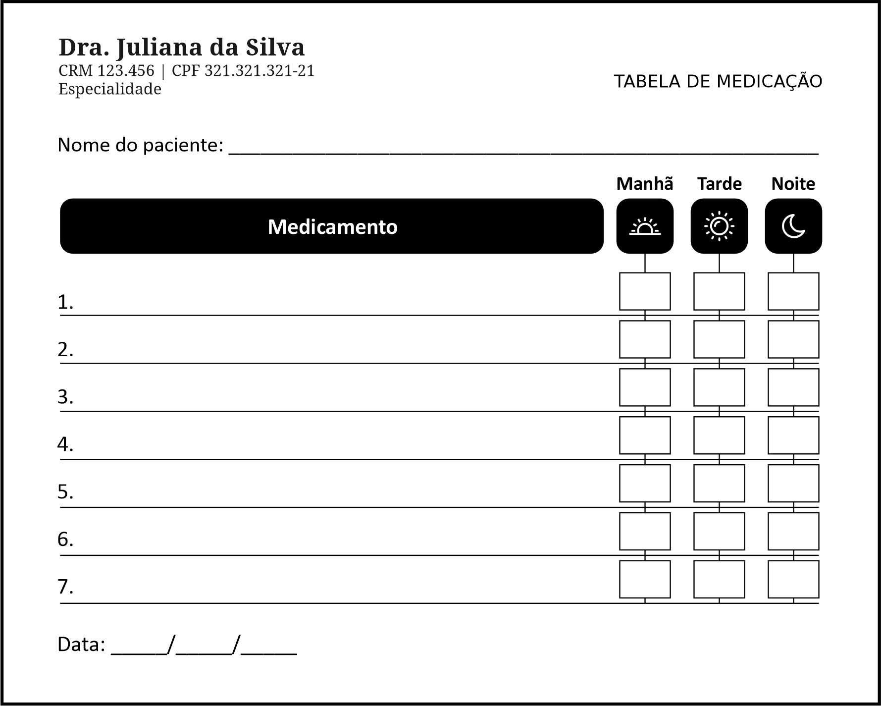 Tabela de Medicação Clínica Geral Qina