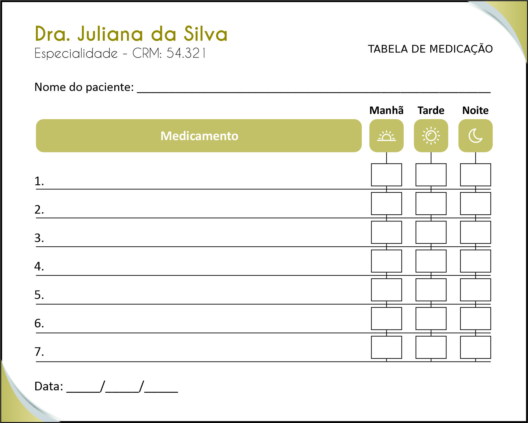 Tabela de Medicação Clínica Geral Porto Said