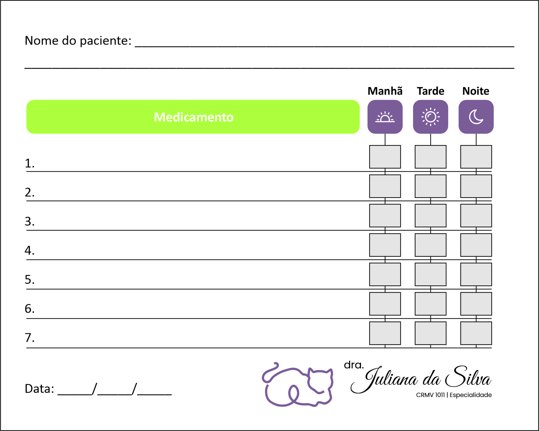 Tabela de Medicação Veterinário Liezen