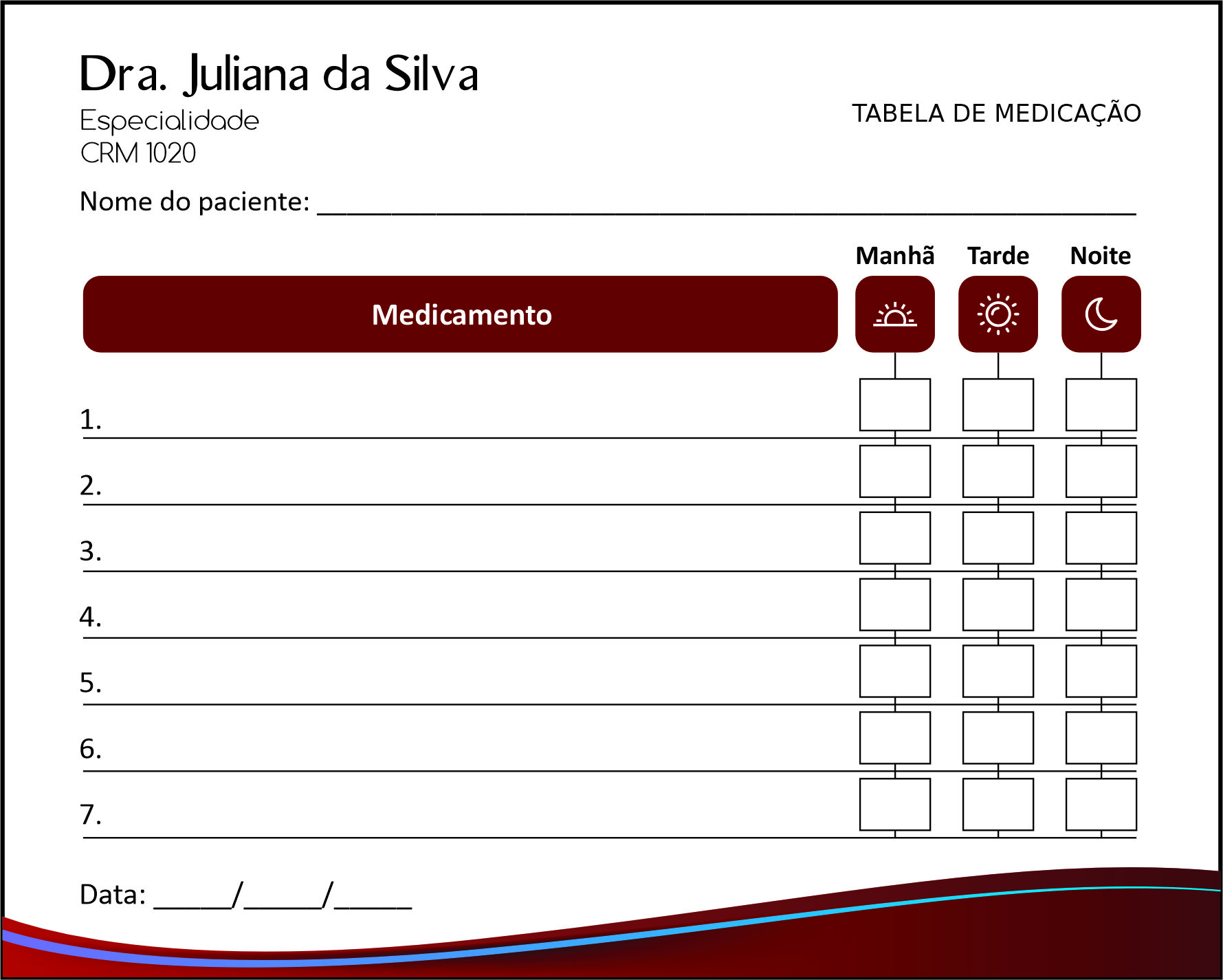 Tabela de Medicação Angiologia e Vascular Bruxelas