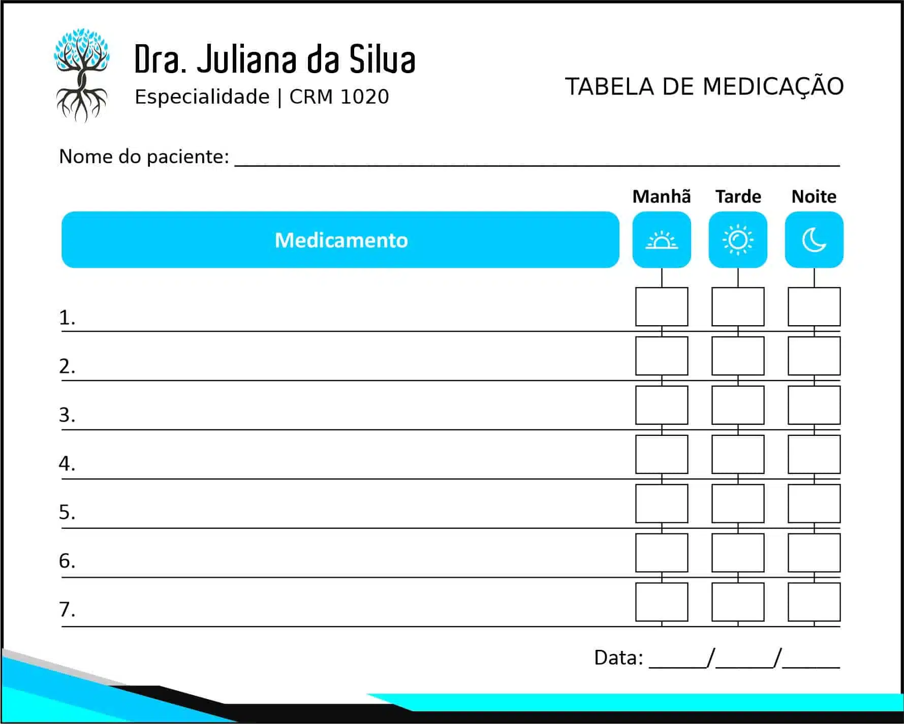 Tabela de Medicação Angiologia e Vascular Namur
