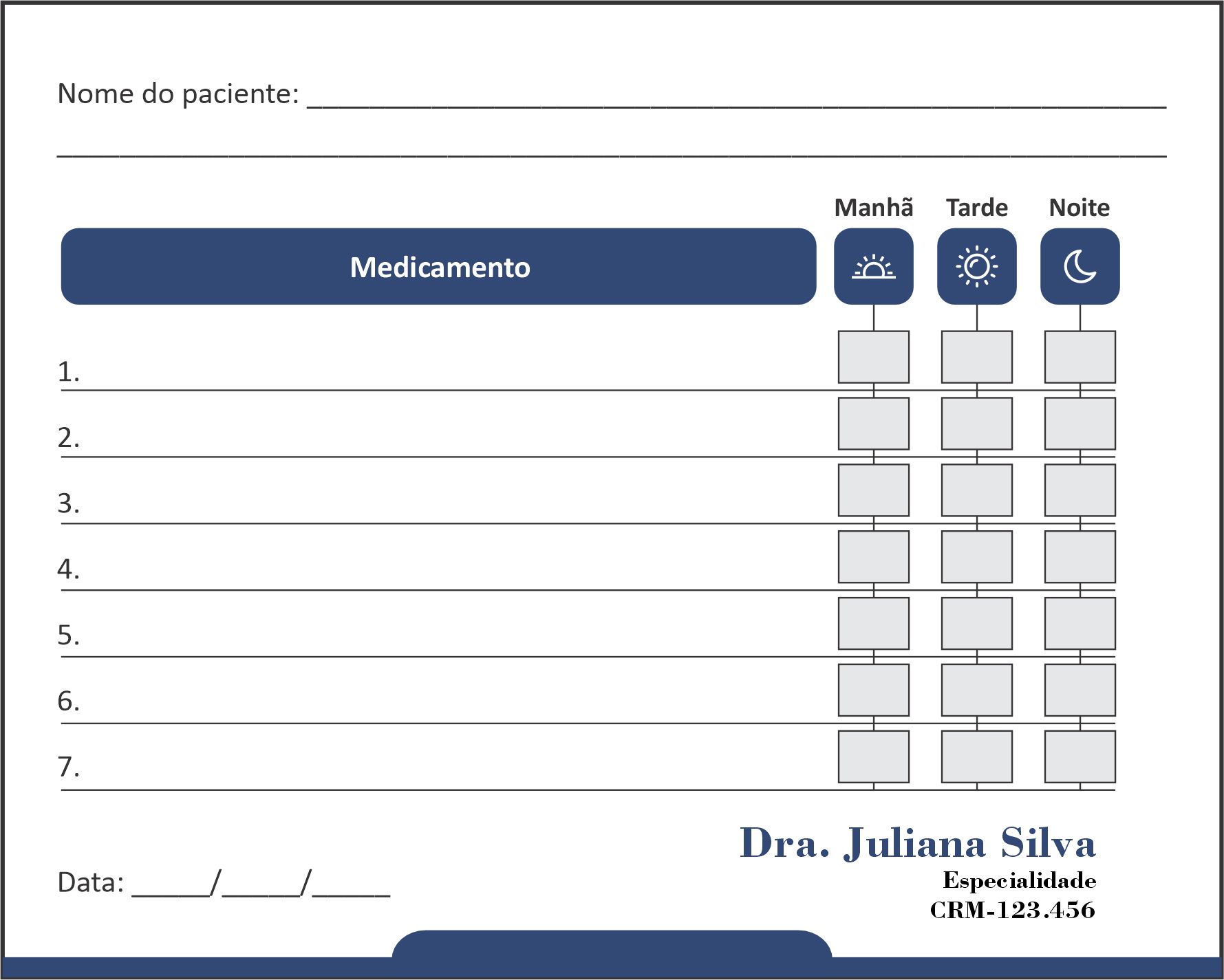 Tabela de Medicação Cardiologista Rotterdam