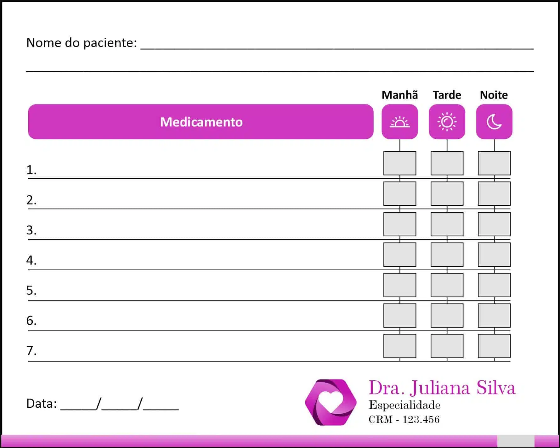 Tabela de Medicação Cardiologista Breda