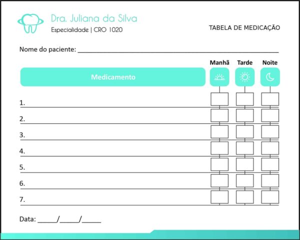 Tabela de Medicação Odontologia Lille Tabela de Medicação Odontologia Lille