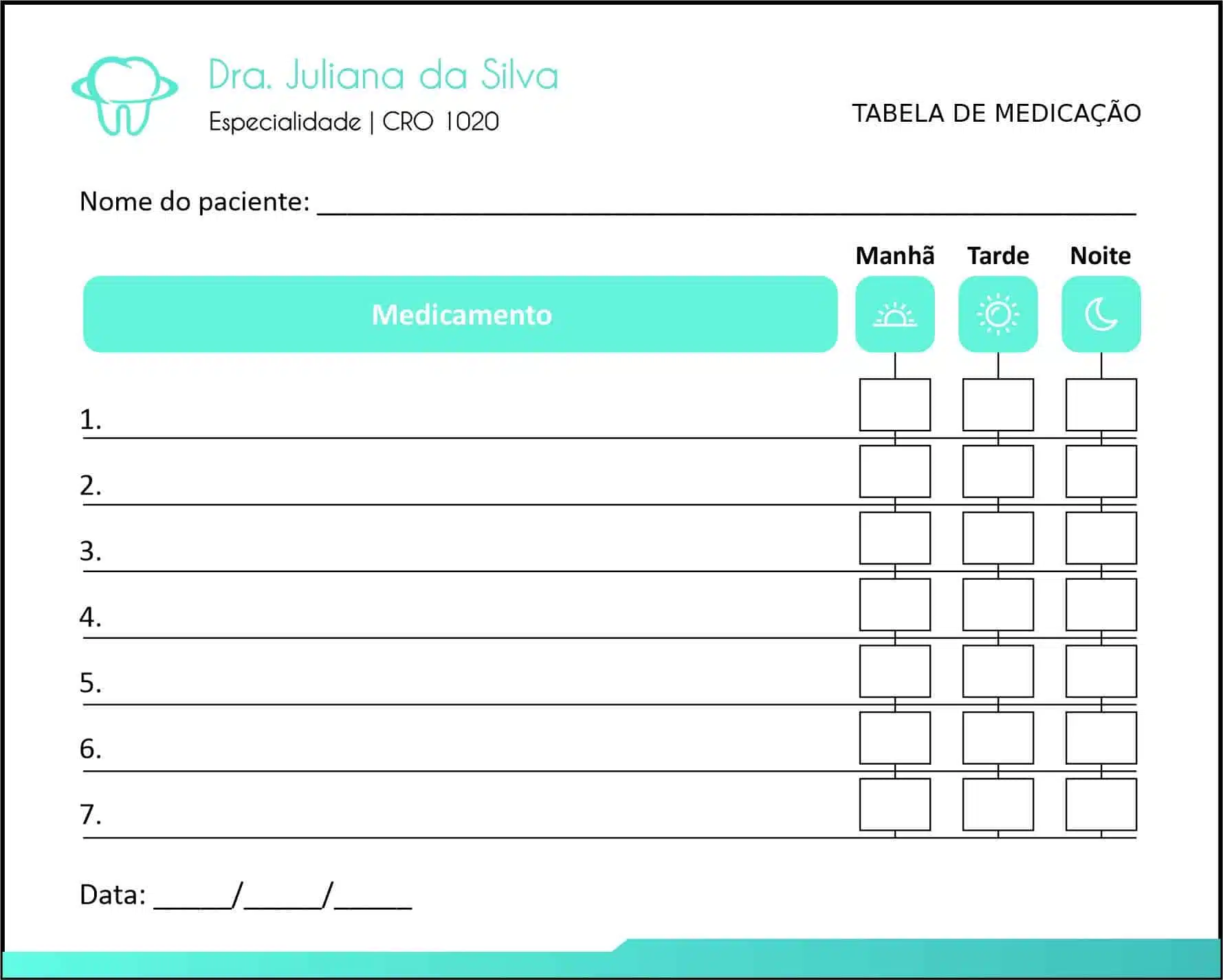 Tabela de Medicação Odontologia Lille