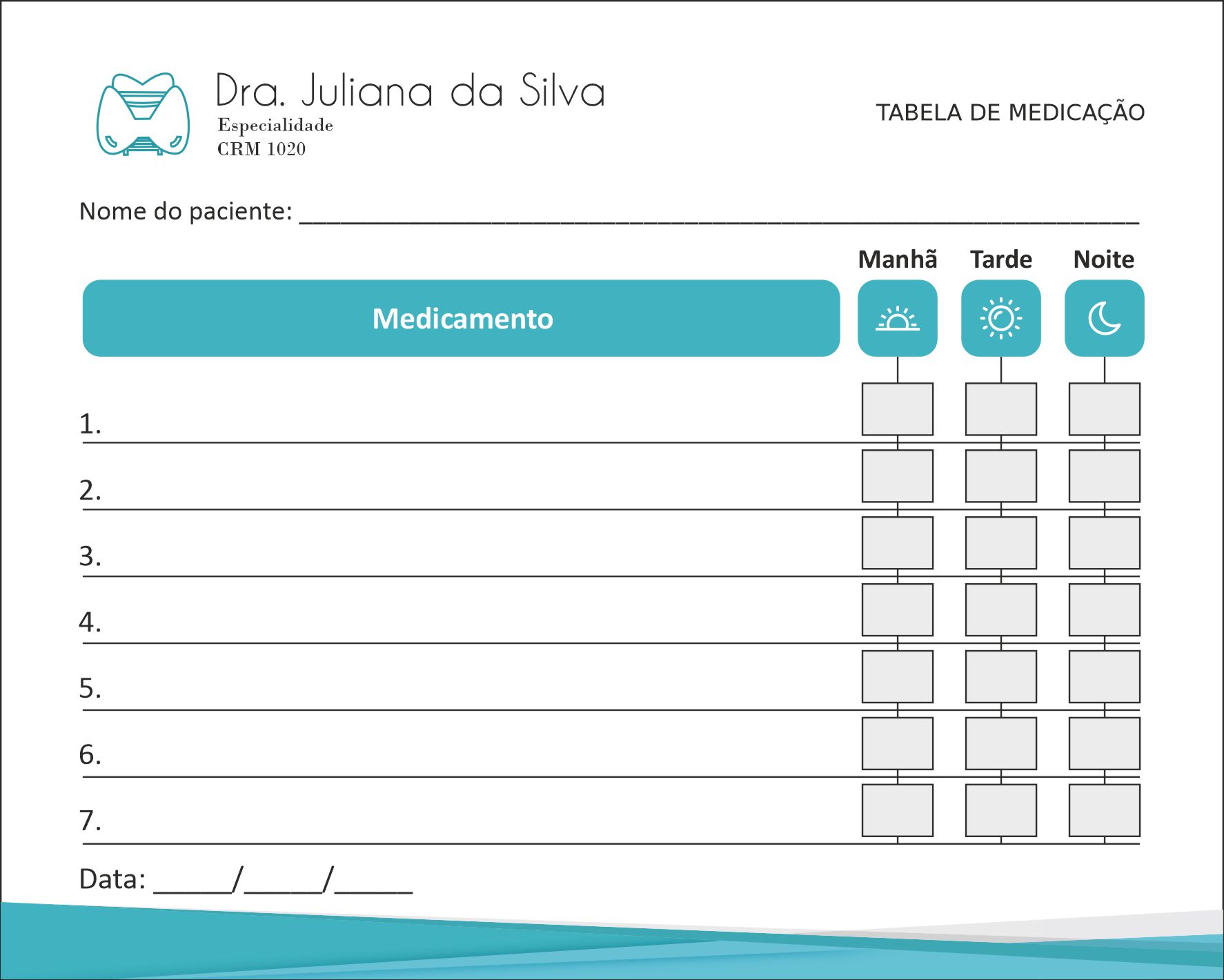 Tabela de Medicação Endocrinologista Montreal