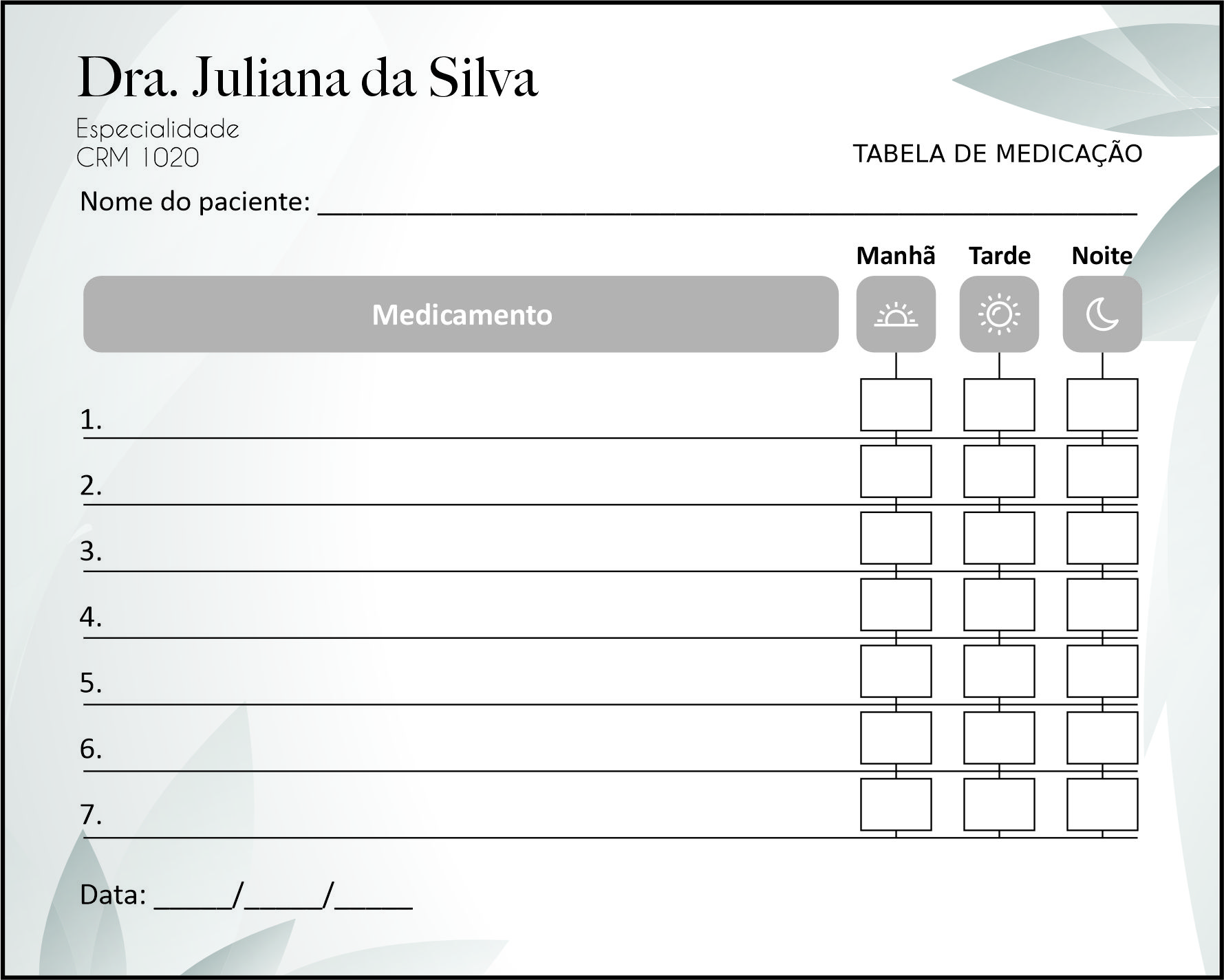 Tabela de Medicação Clínica Geral Faium
