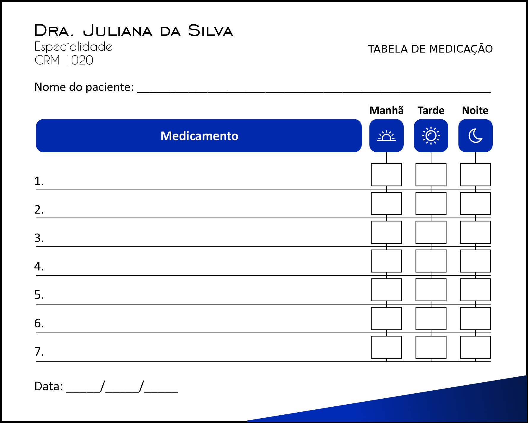 Tabela de Medicação Clínica Geral Latópolis