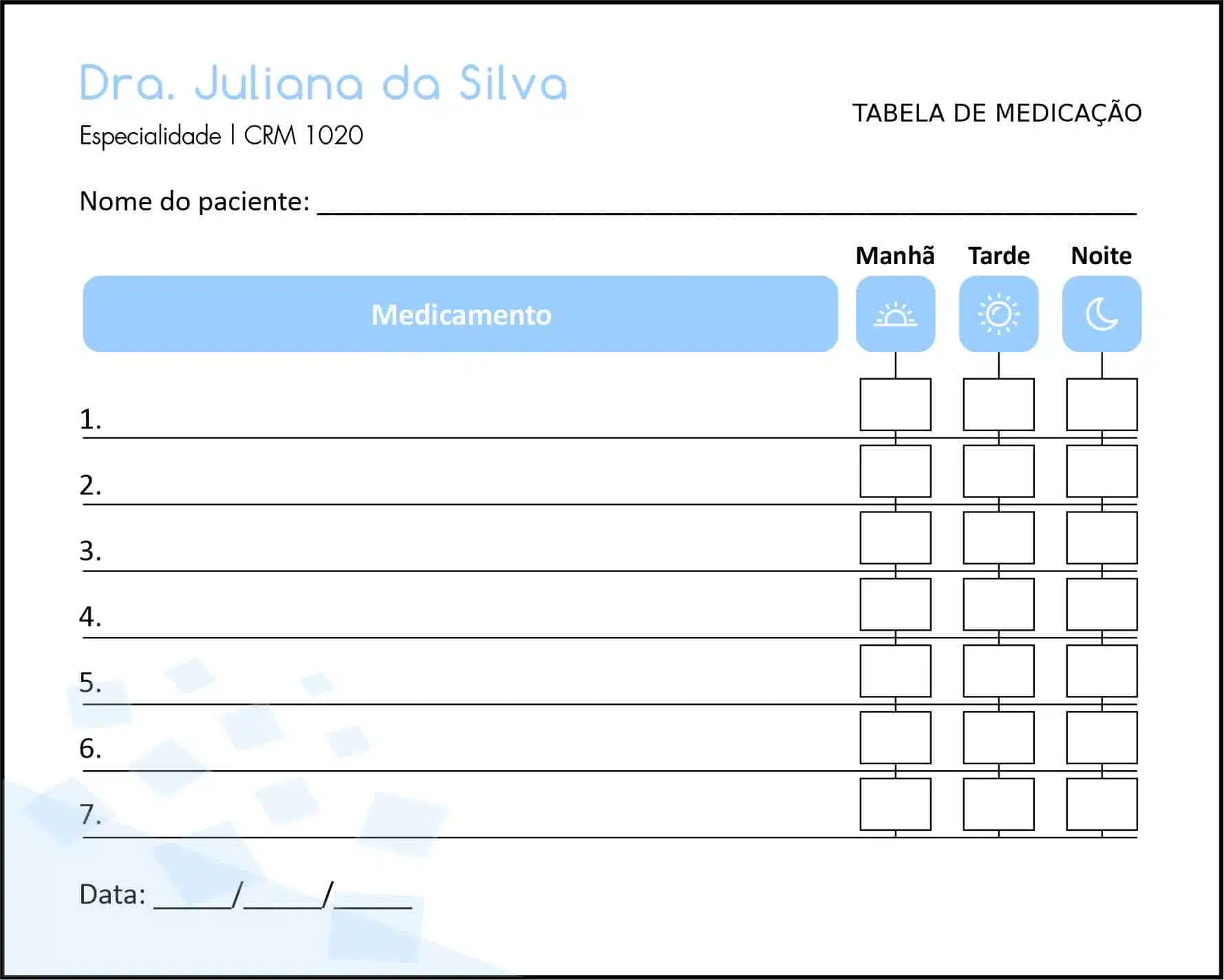 Tabela de Medicação Clínica Geral Minia