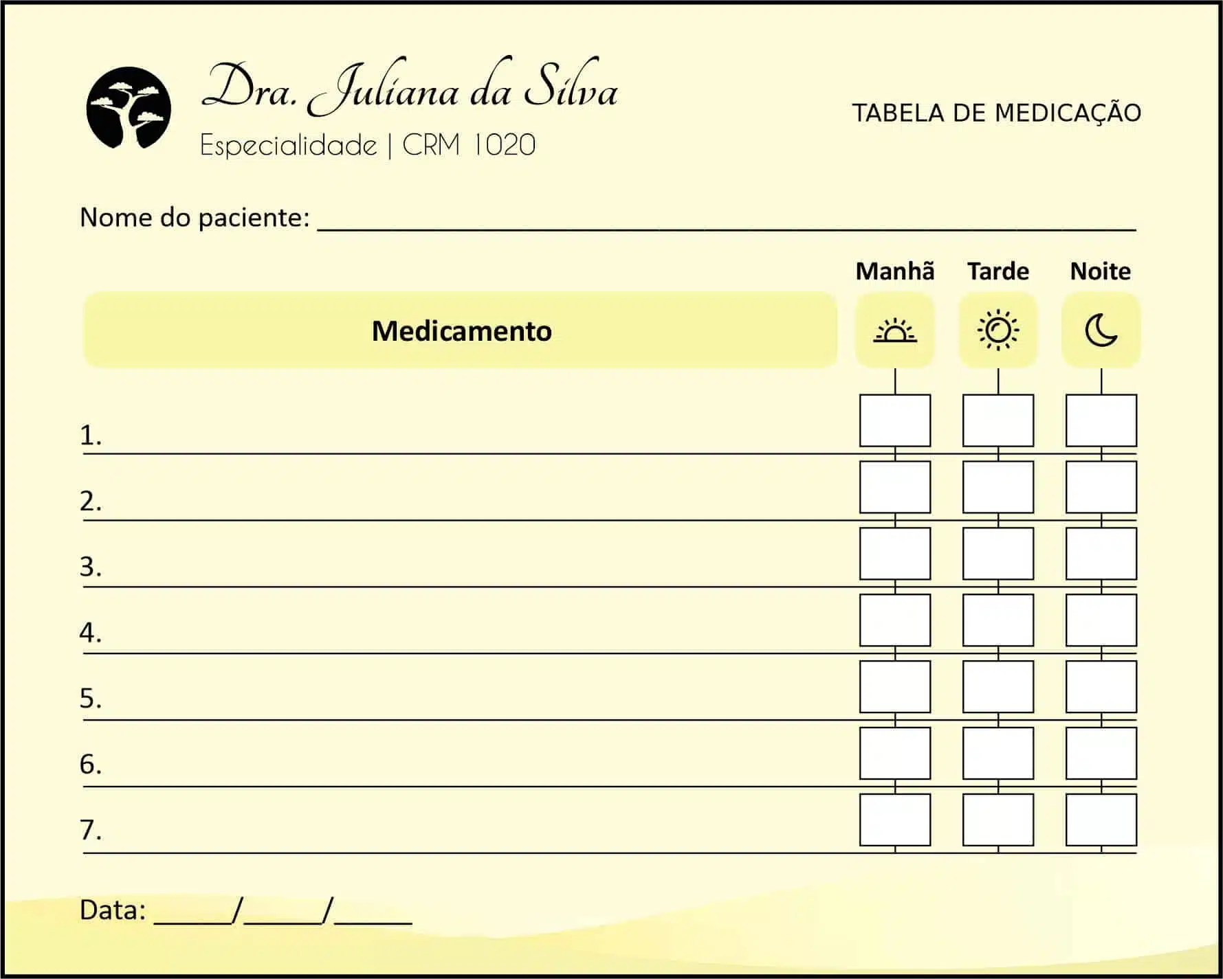 Tabela de Medicação Geriatria Teerã
