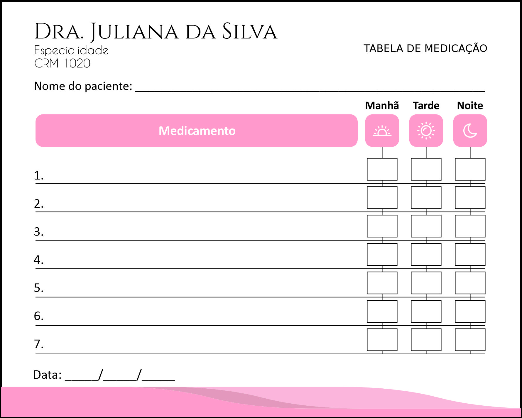 Tabela de Medicação Geriatria Carmânia