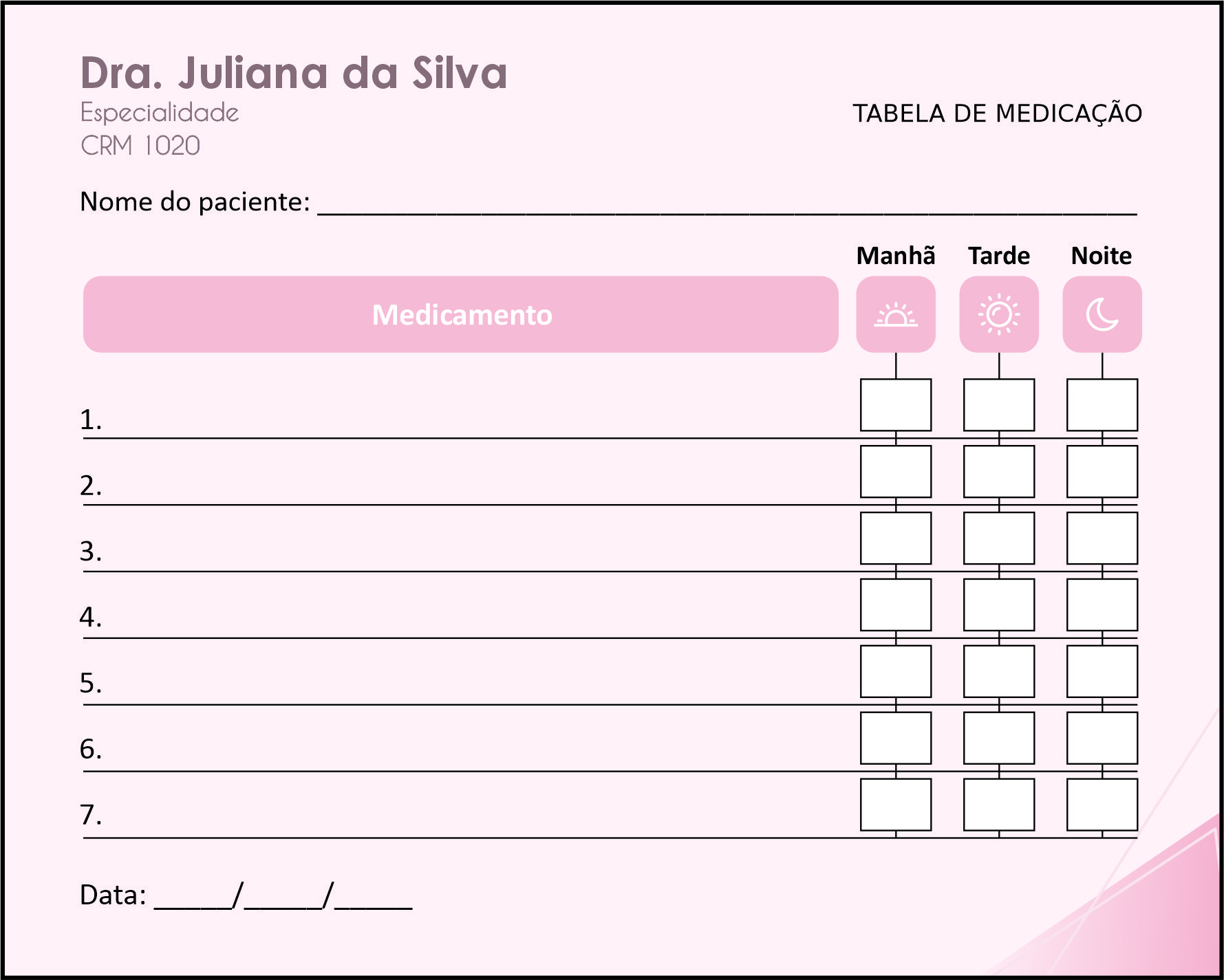 Tabela de Medicação Oncologia Tóquio