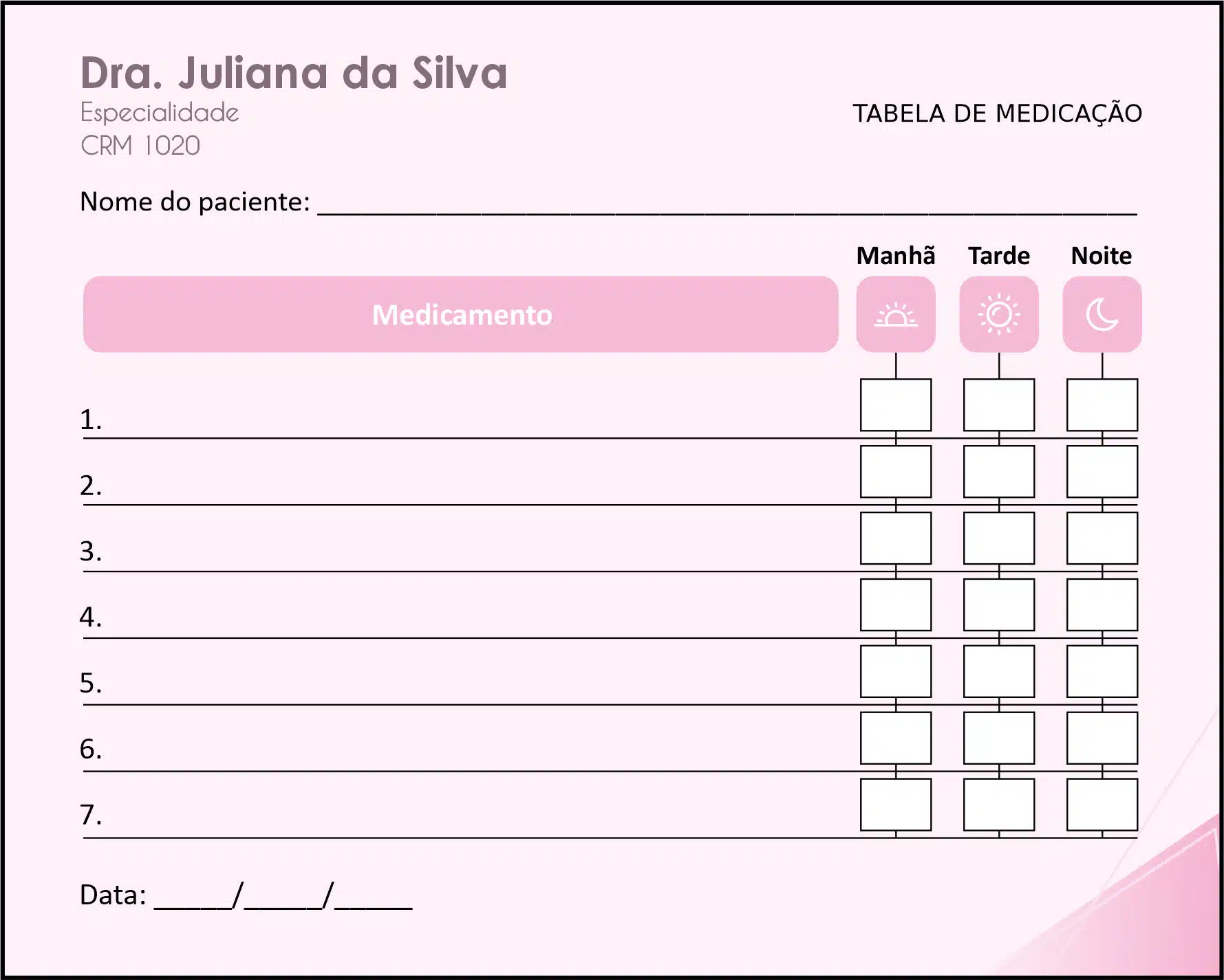 Tabela de Medicação Oncologia Tóquio