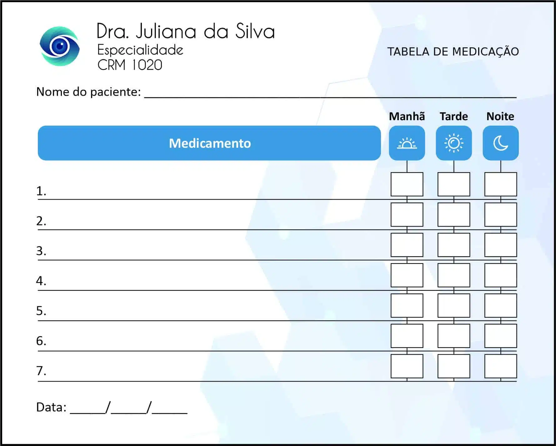 Tabela de Medicação Oftalmologia Visby