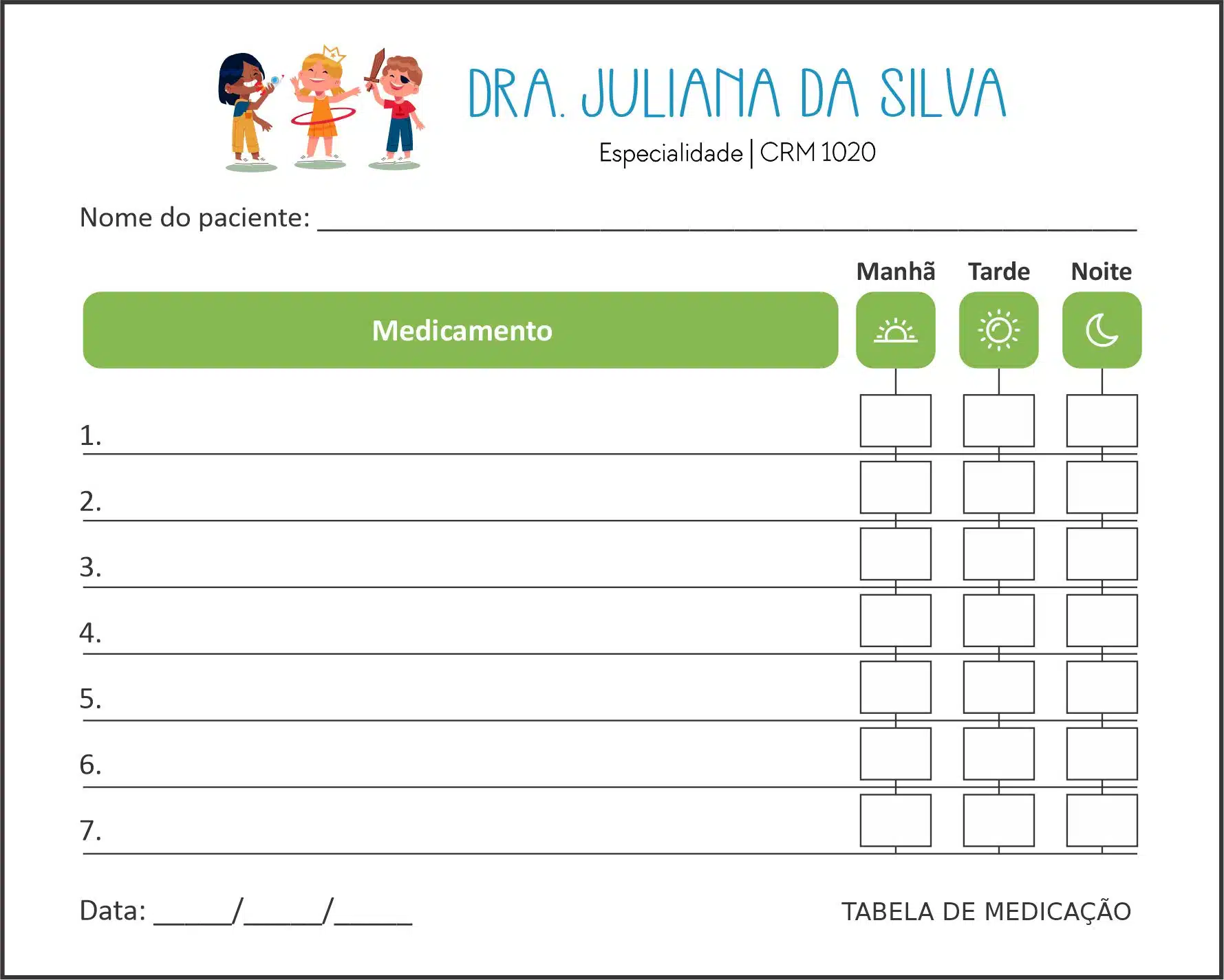 Tabela de Medicação Pediatra Toruń