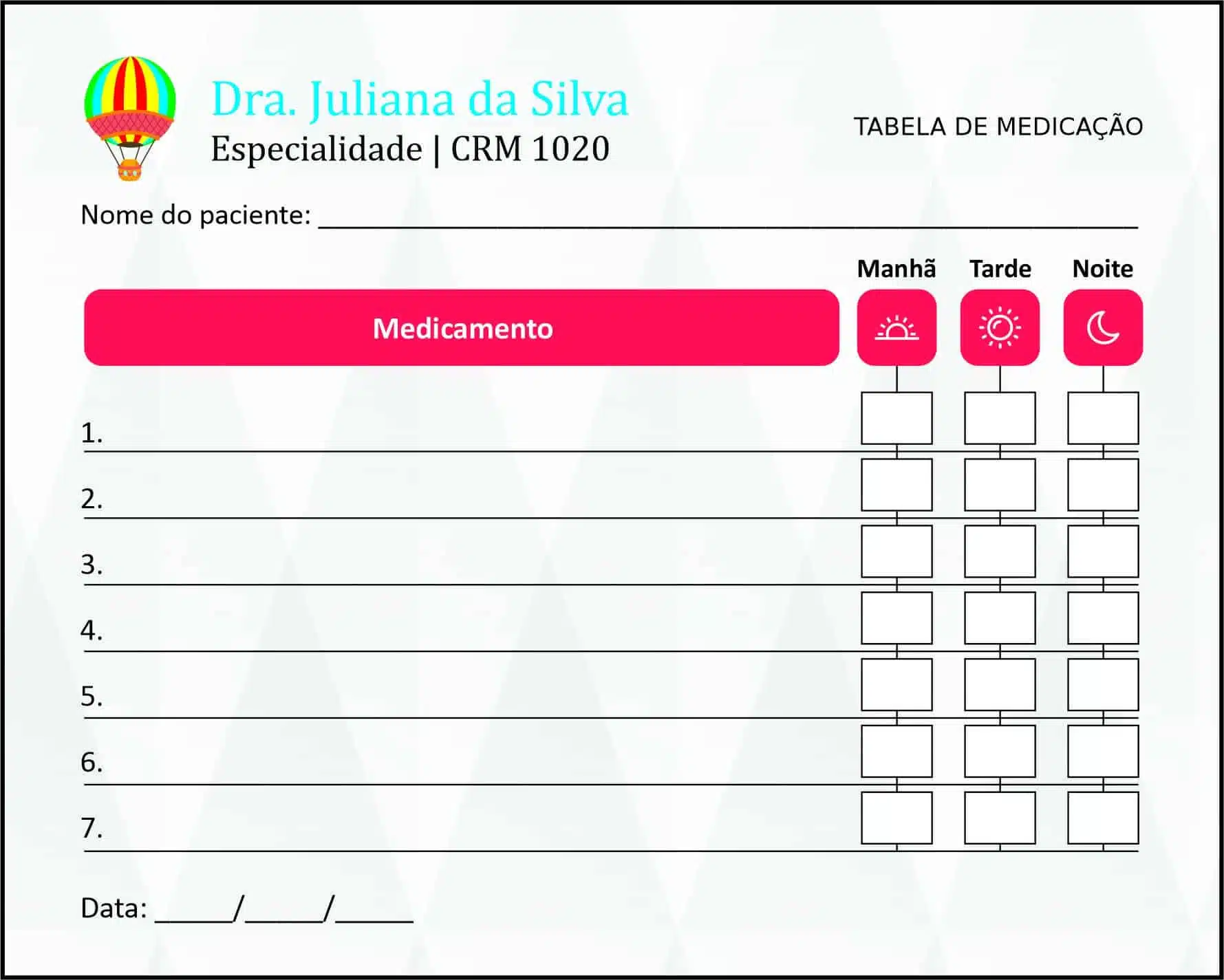 Tabela de Medicação Pediatra Estetino