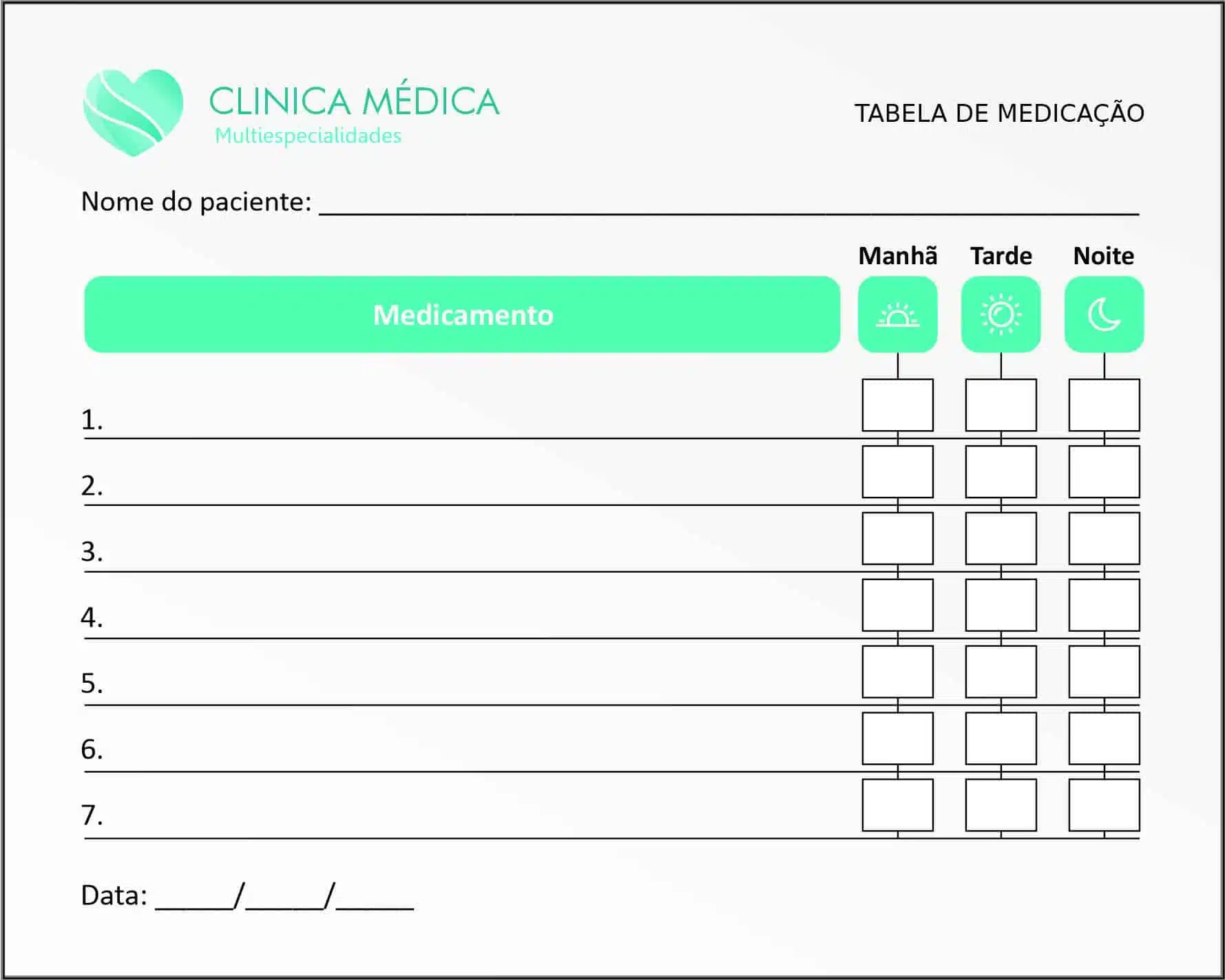 Tabela de Medicação Cardiologista Haia