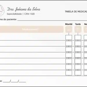Tabela de Medicação Dermatologista Leeds