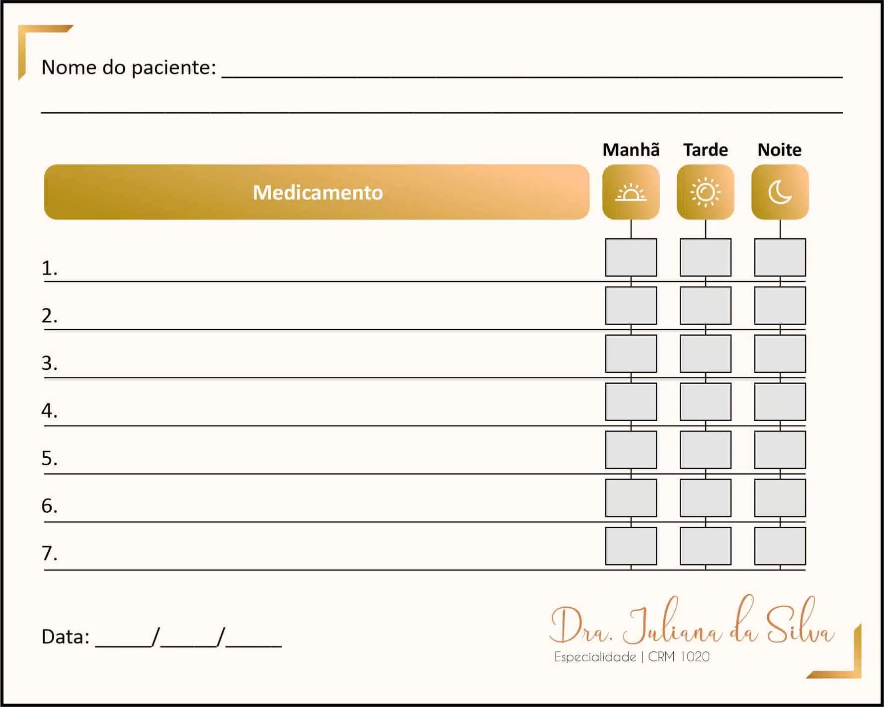 Tabela de Medicação Dermatologista Bristol