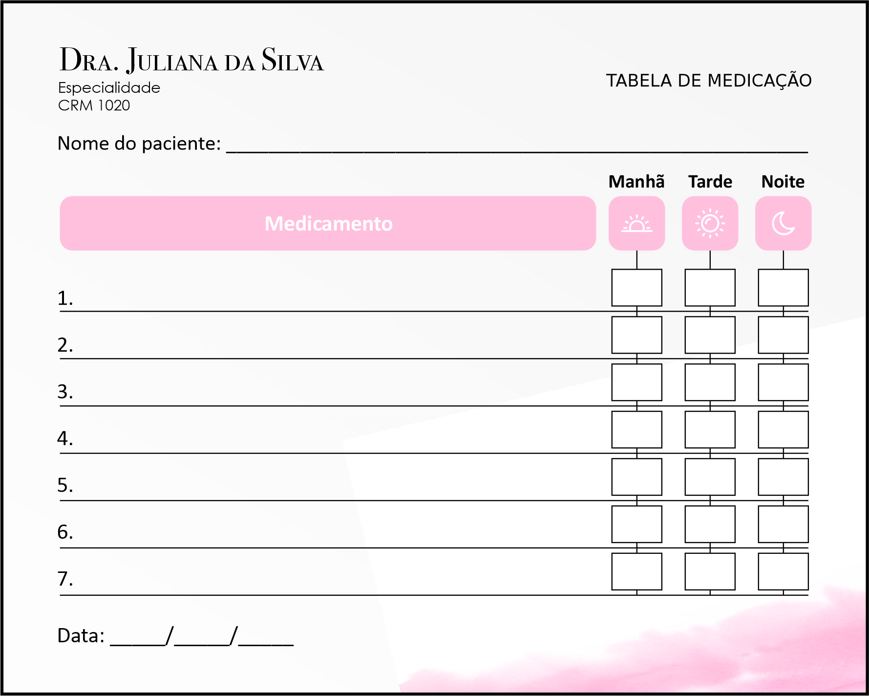 Tabela de Medicação Dermatologista florença