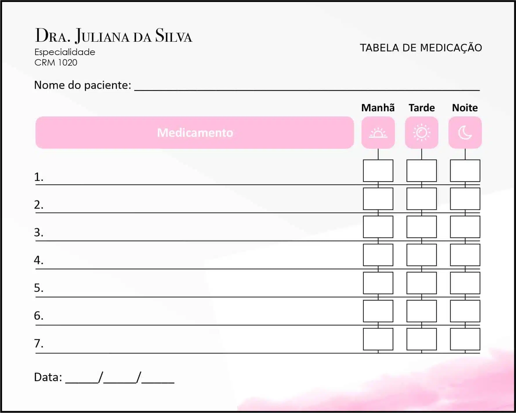 Tabela de Medicação Dermatologista florença