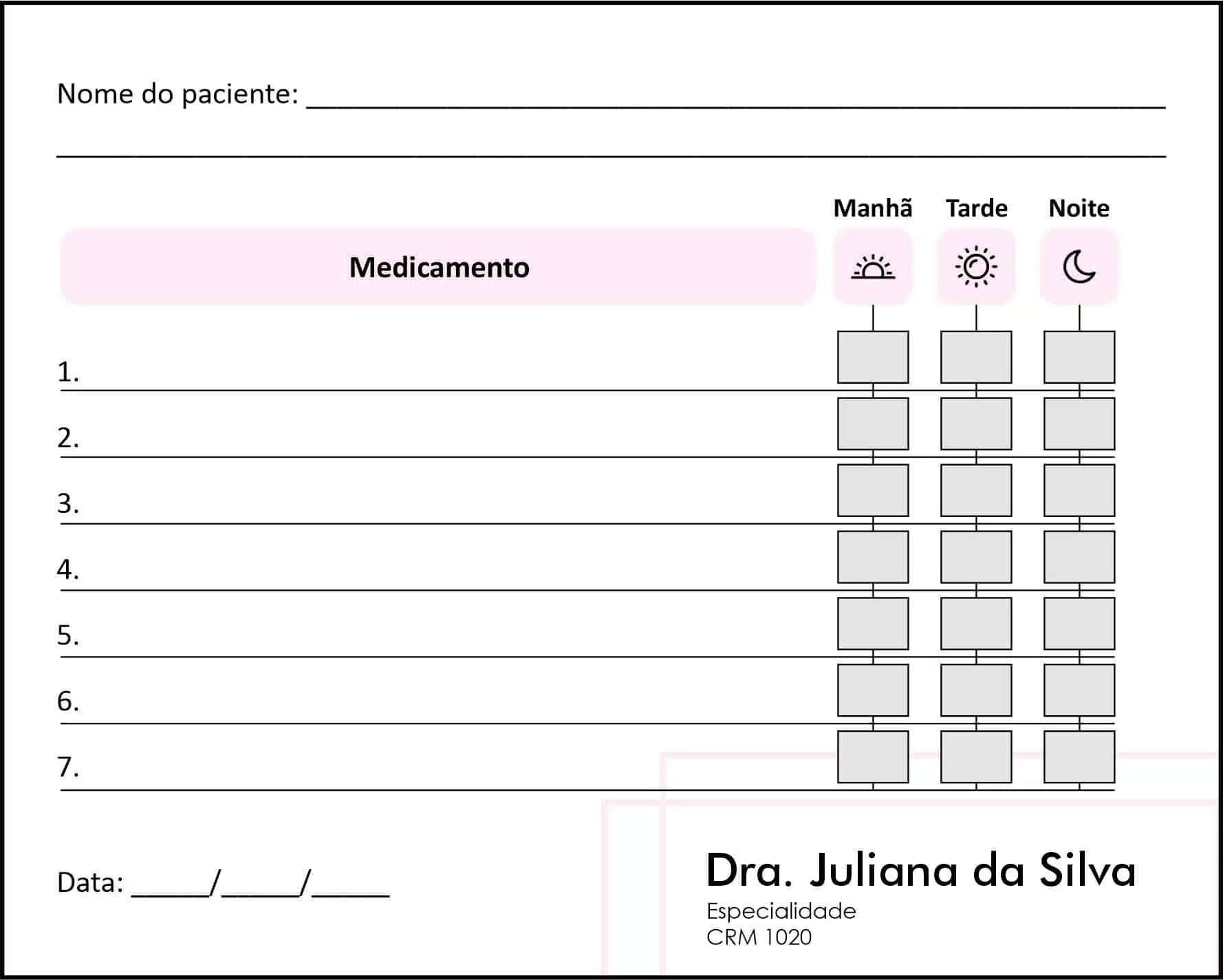 Tabela de Medicação Dermatologista Ripon