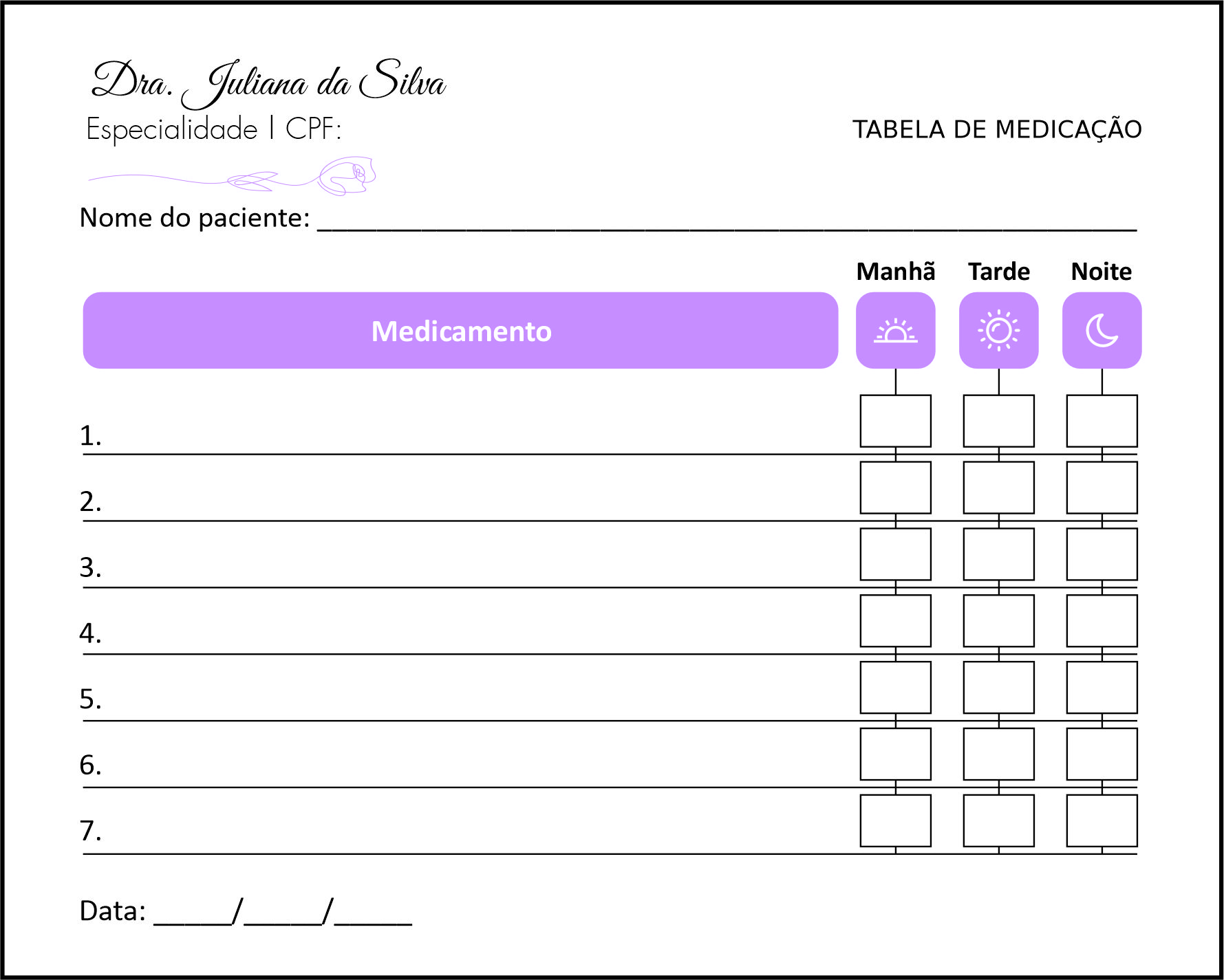 Tabela de Medicação Dermatologista Liverpool