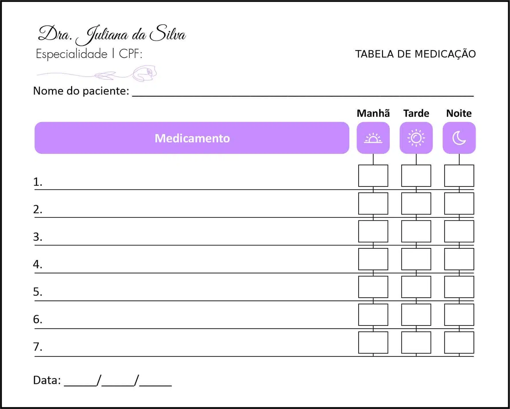 Tabela de Medicação Dermatologista Liverpool