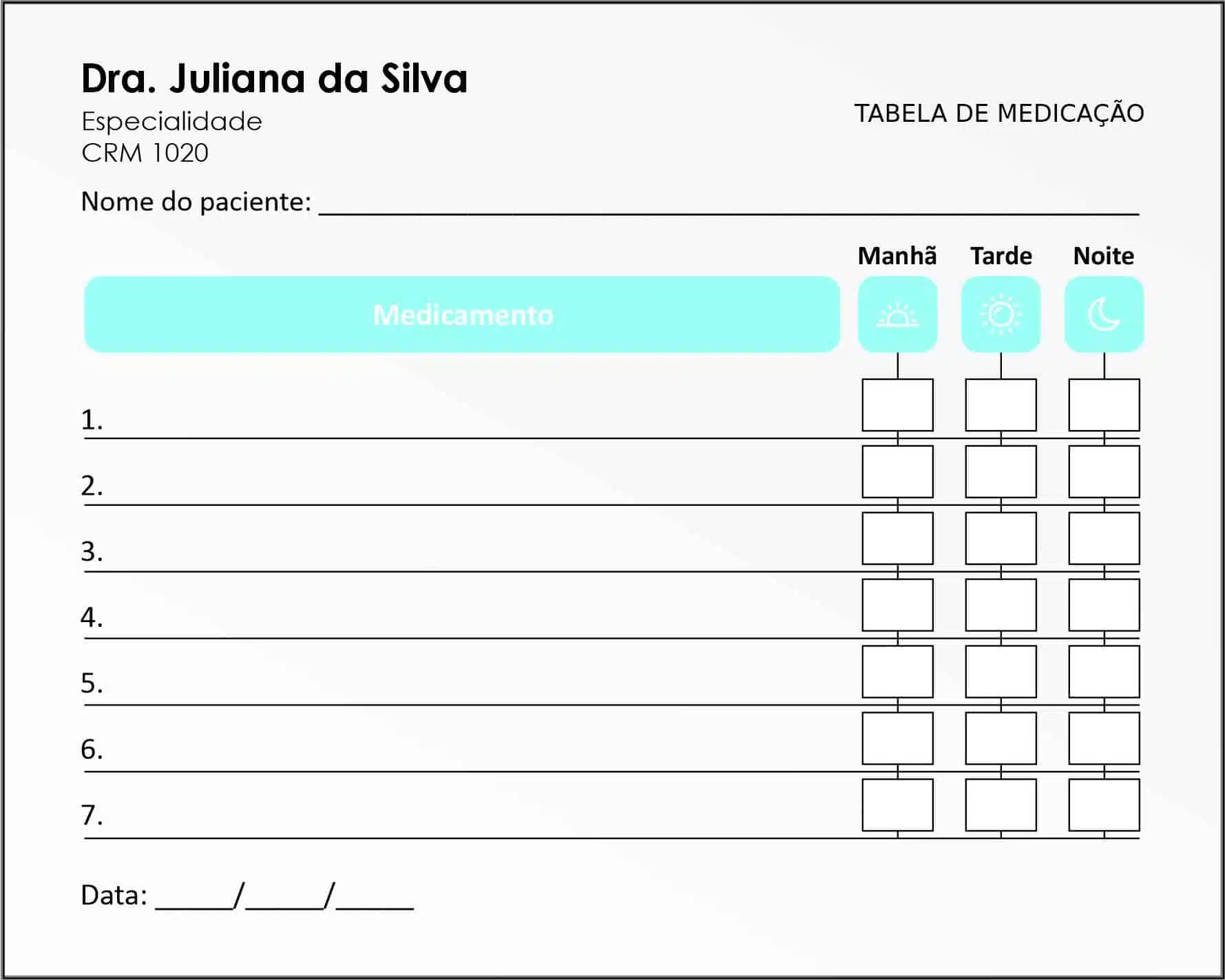 Tabela de Medicação Odontologia Versalhes