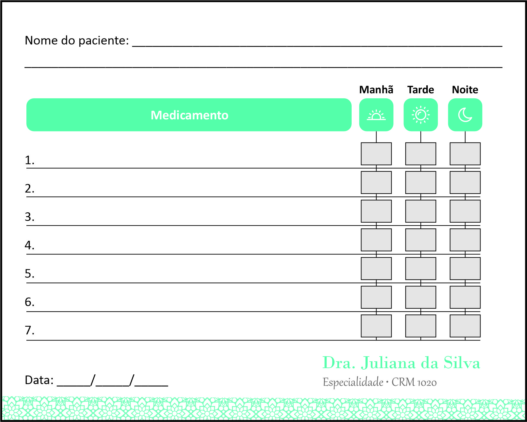 Tabela de Medicação Clínica Geral Taba
