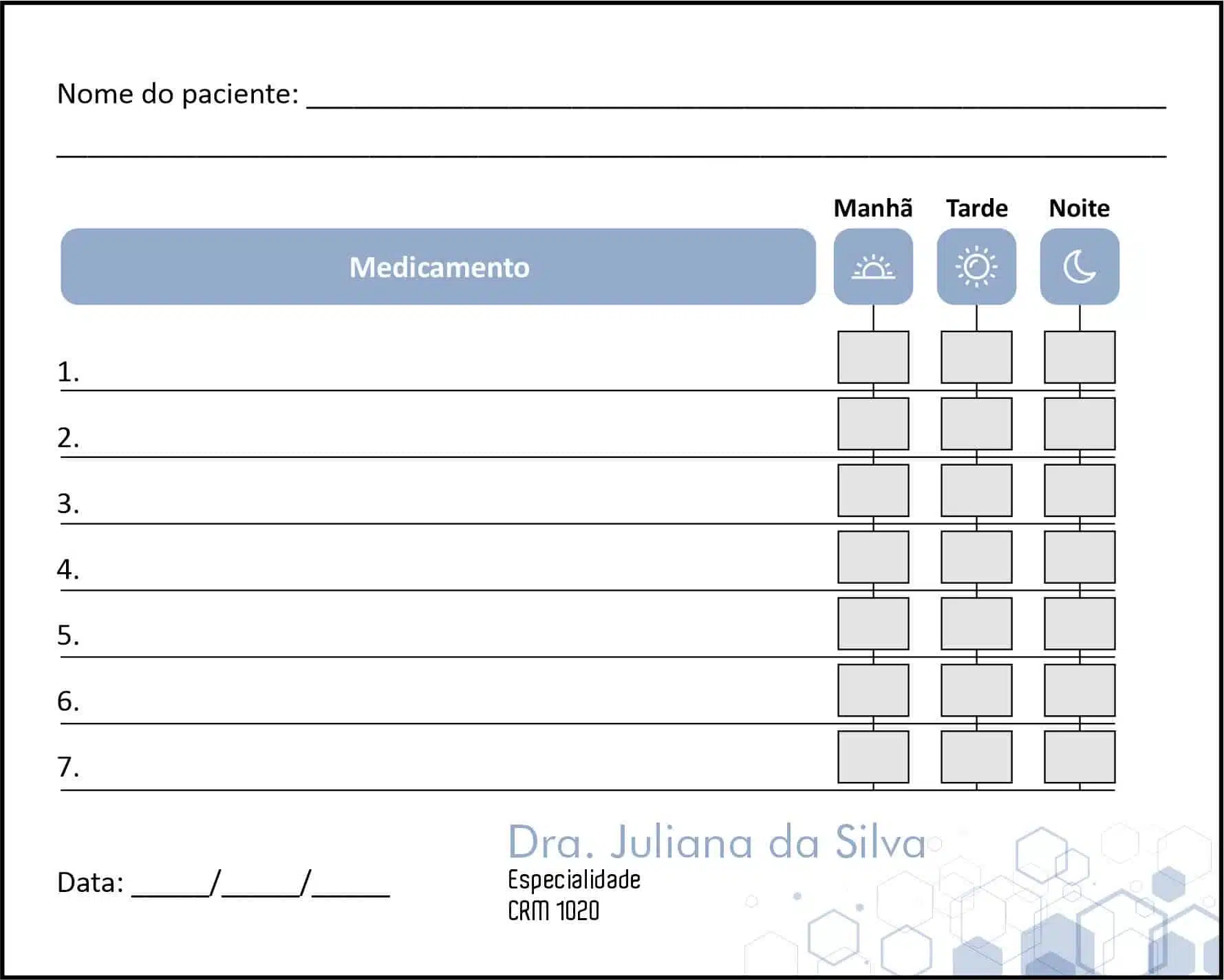 Tabela de Medicação Clínica Geral Mênfis