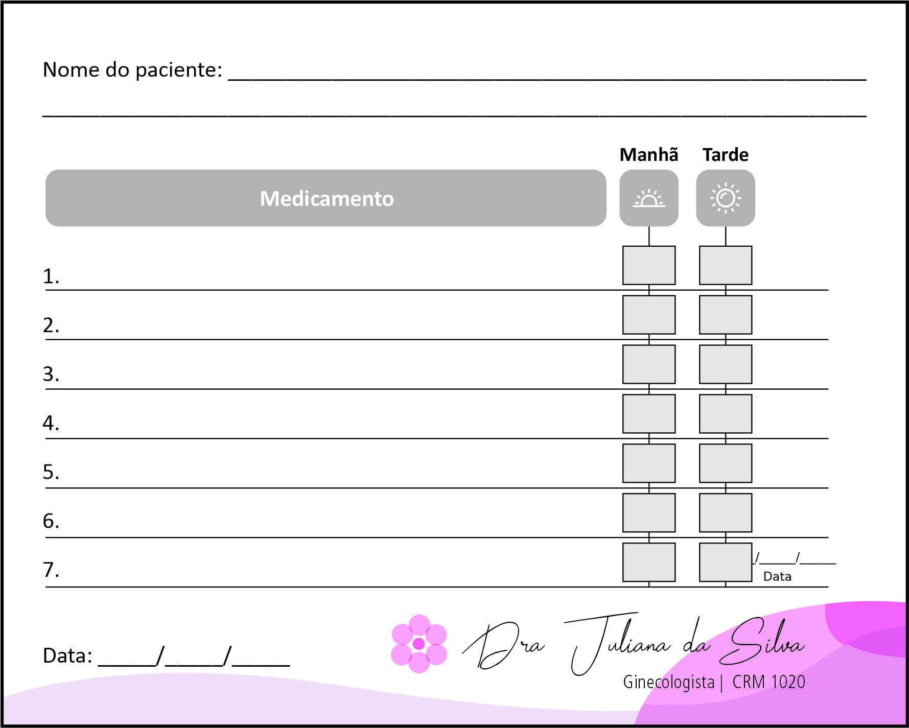 Tabela de Medicação Ginecologia Albuquerque