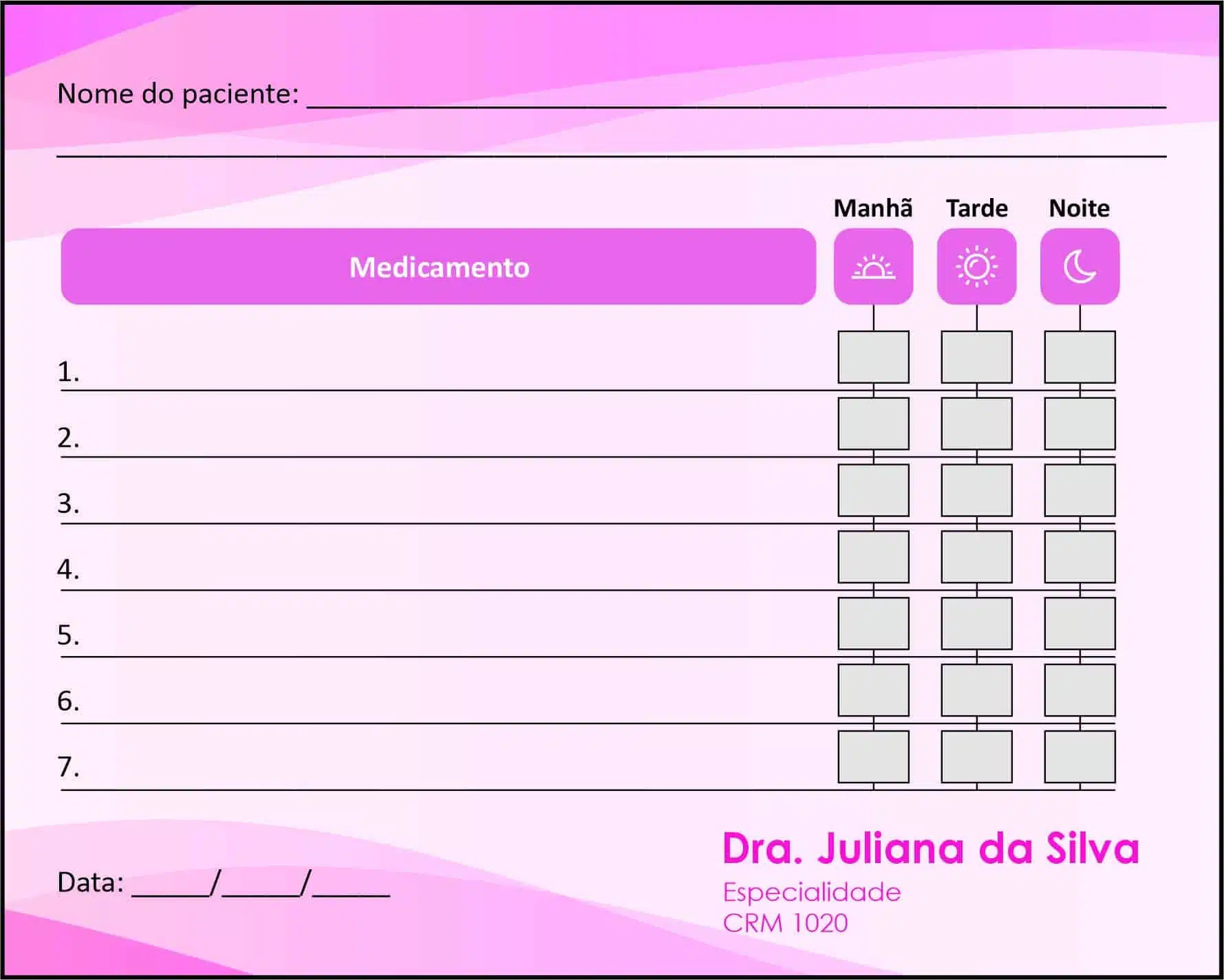Tabela de Medicação Ginecologia Miami