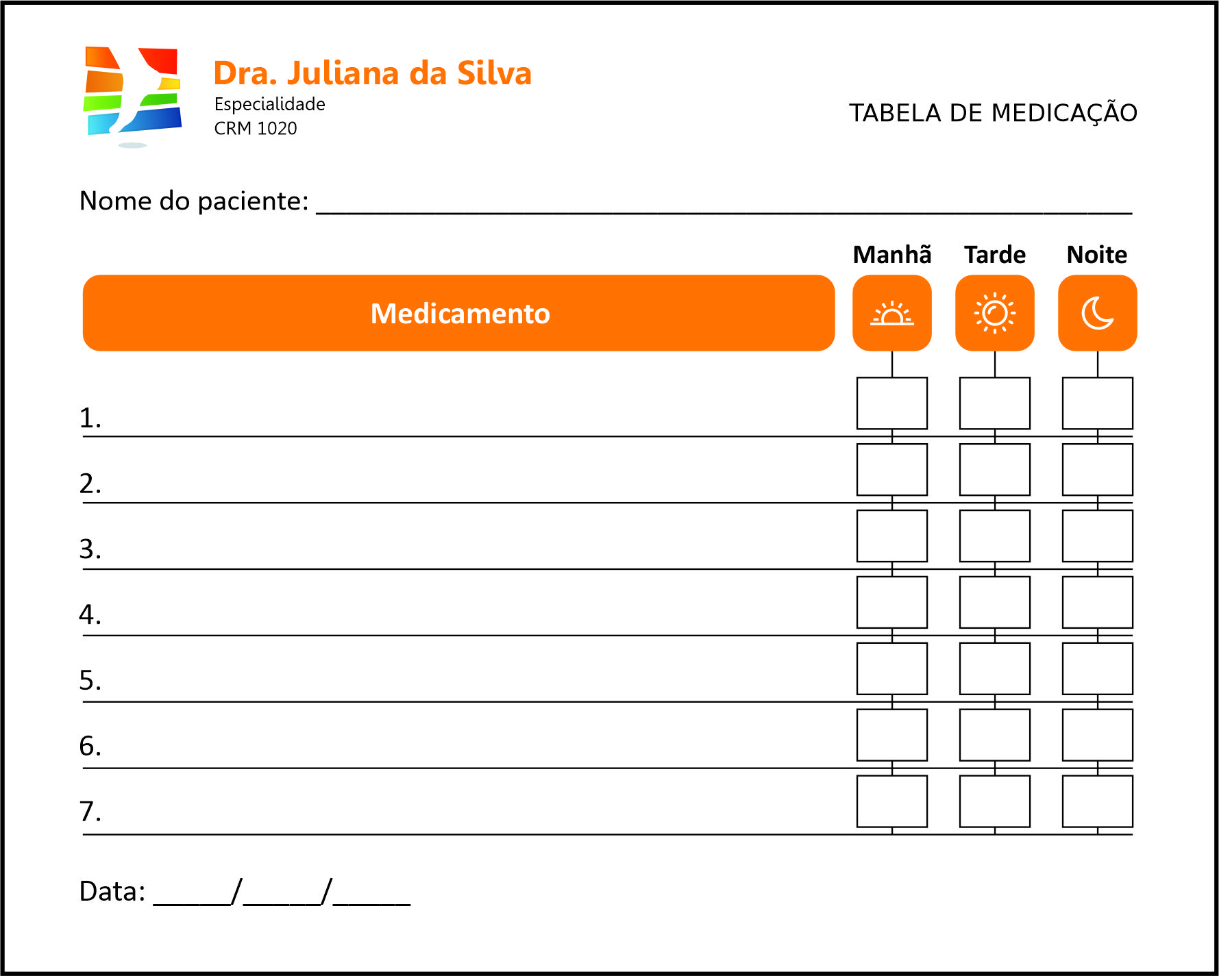 Tabela de Medicação Ortopedia Lárissa