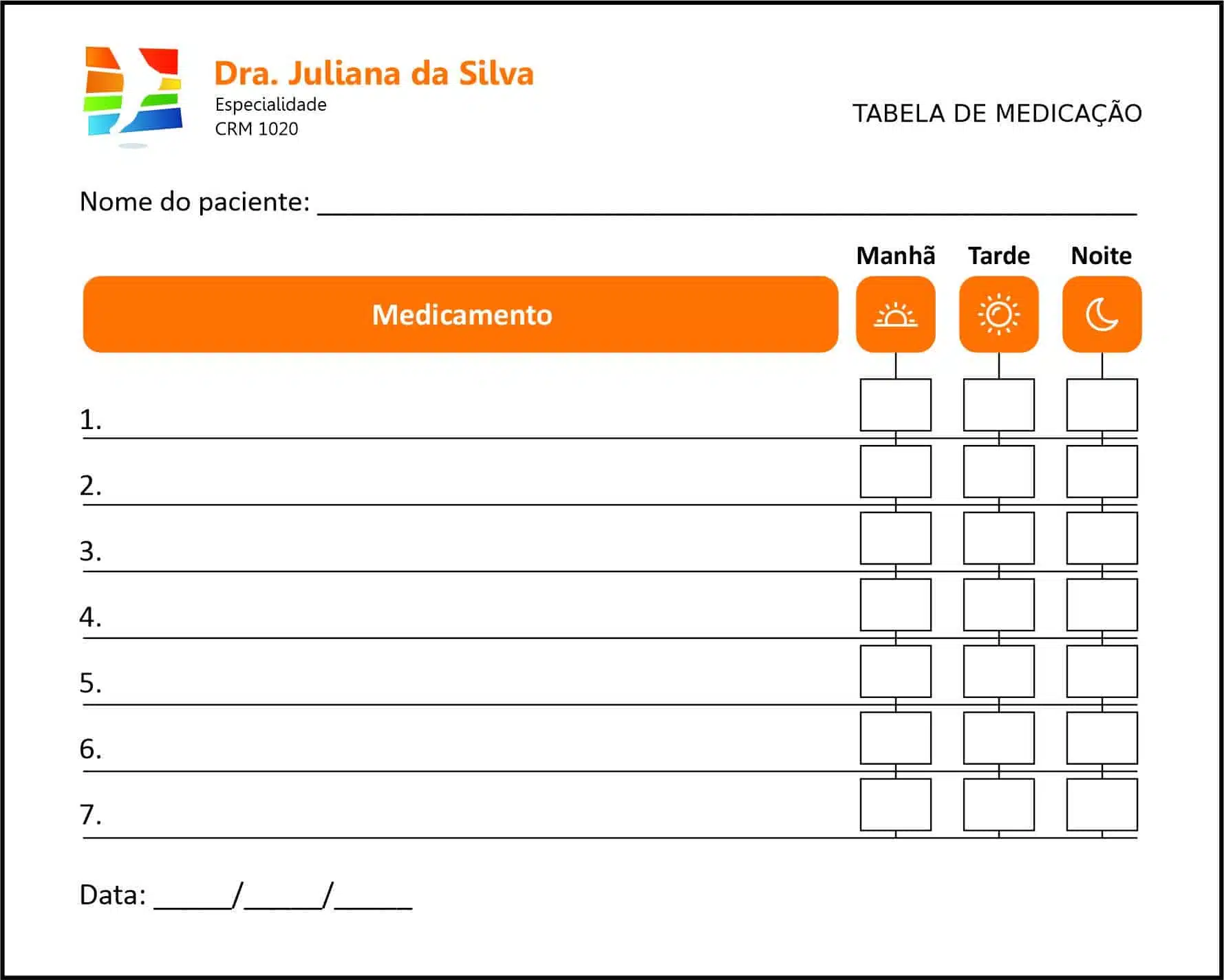 Tabela de Medicação Ortopedia Lárissa
