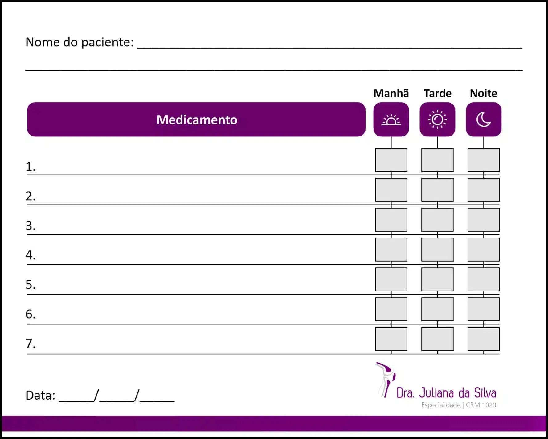 Tabela de Medicação Ortopedia Neápolis