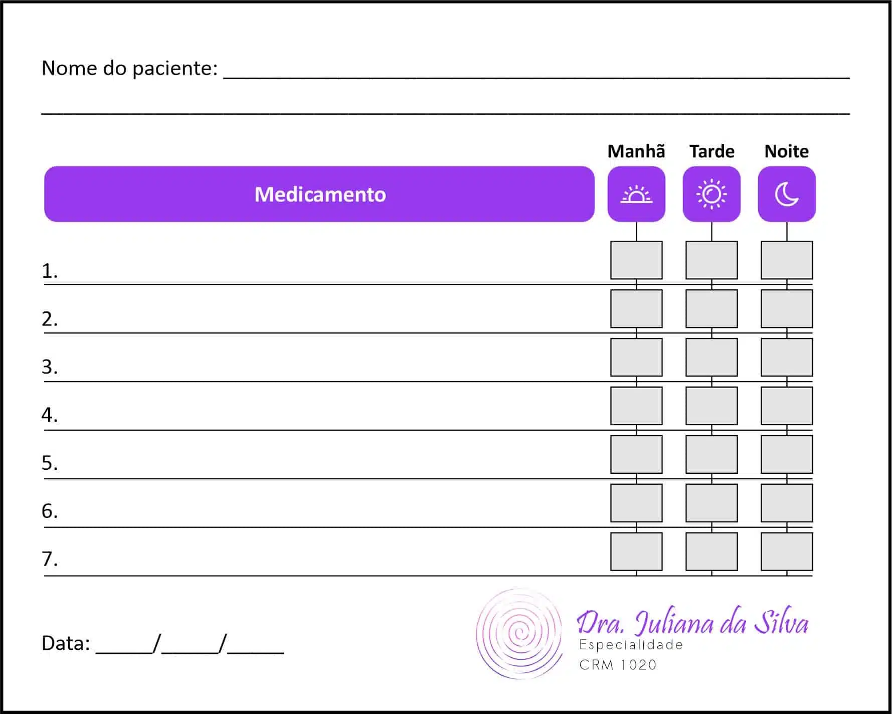 Tabela de Medicação Otorrinolaringologista Bilbao