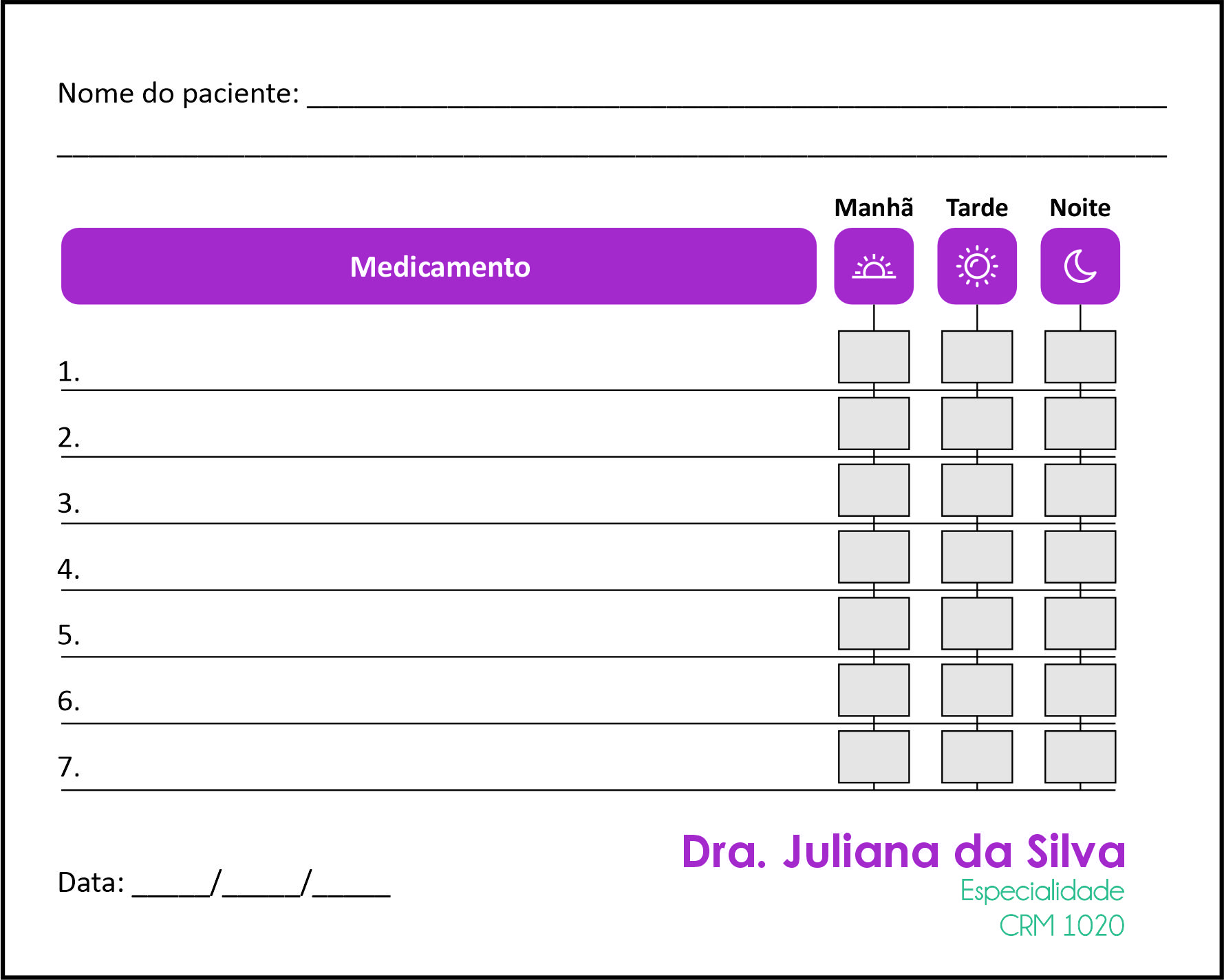 Tabela de Medicação Pediatria Varsóvia